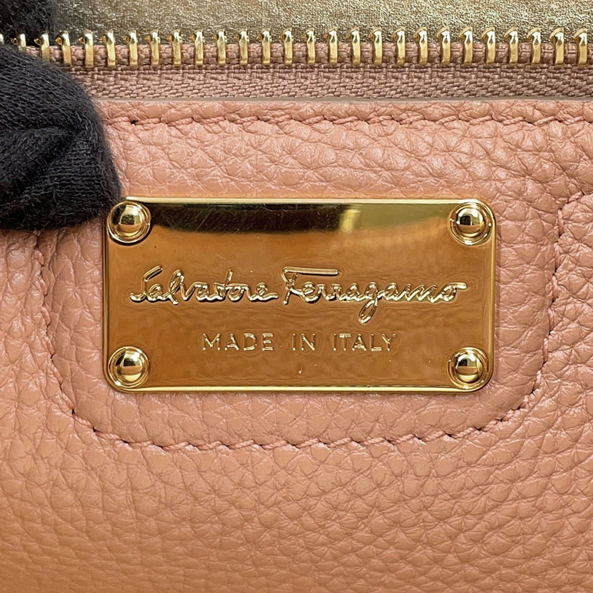 Salvatore Ferragamo Pink Leather Handbag Tote Bag (Pre-Owned)