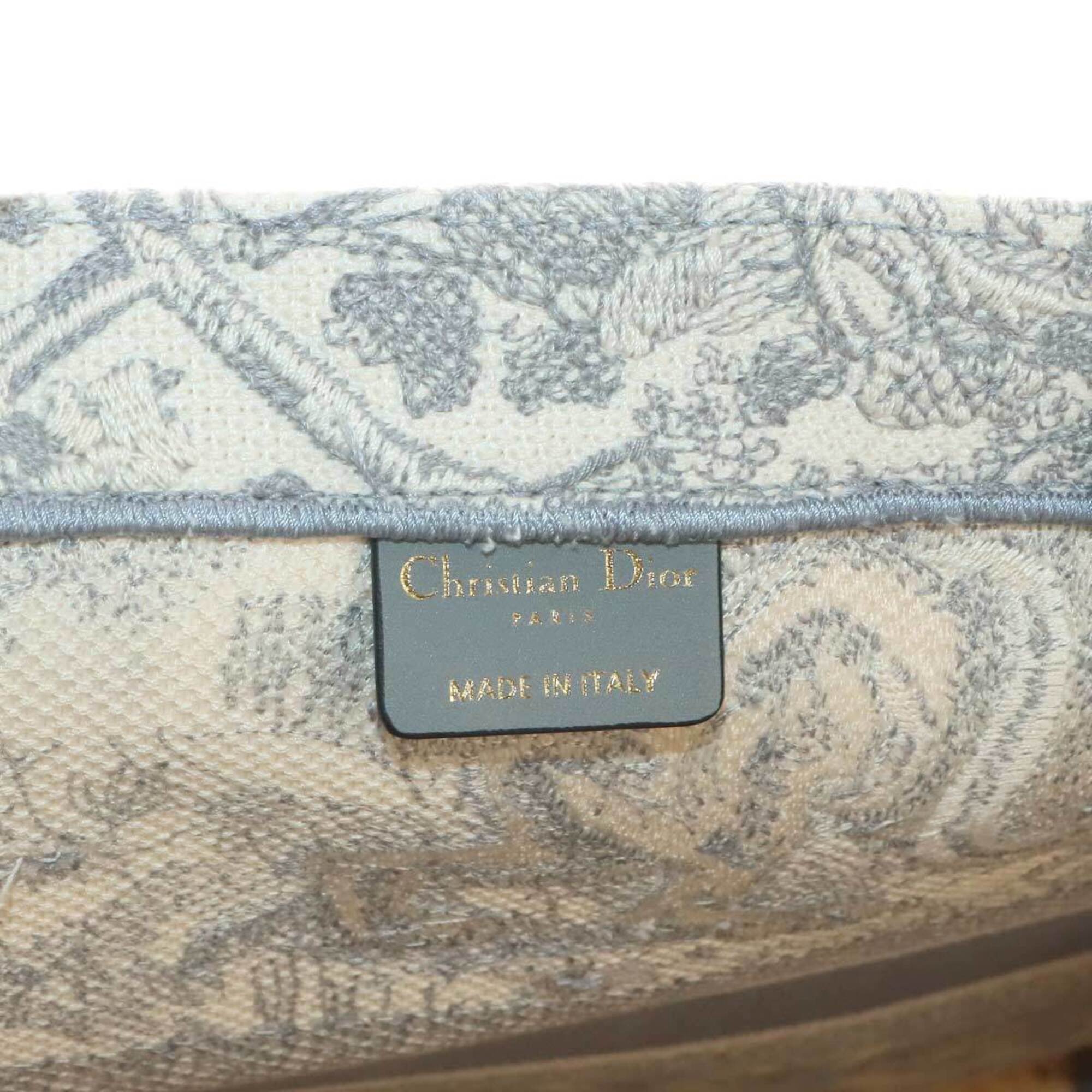 Christian Dior Gray White Canvas Handbag Tote Bag (Pre-Owned)
