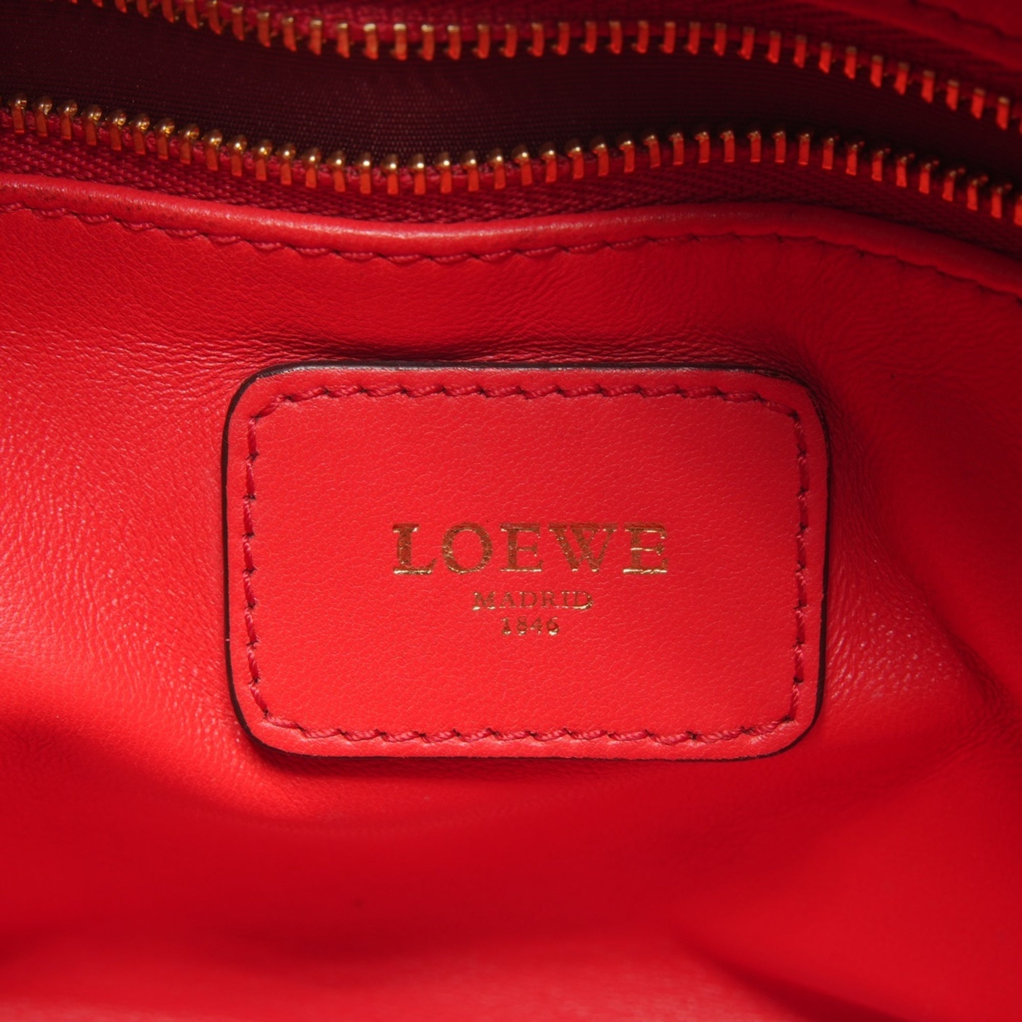 Loewe Amazona Red Color Leather Handbag (Pre-Owned)