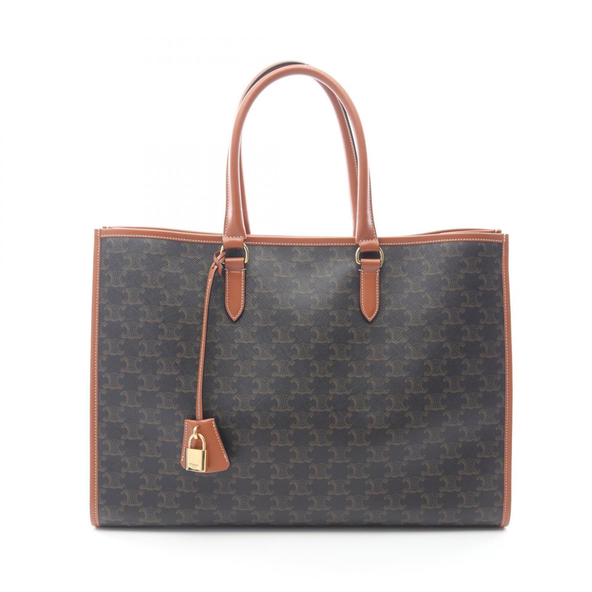 Celine Black Brown Coated Canvas Leather Handbag Tote Bag (Pre-Owned)