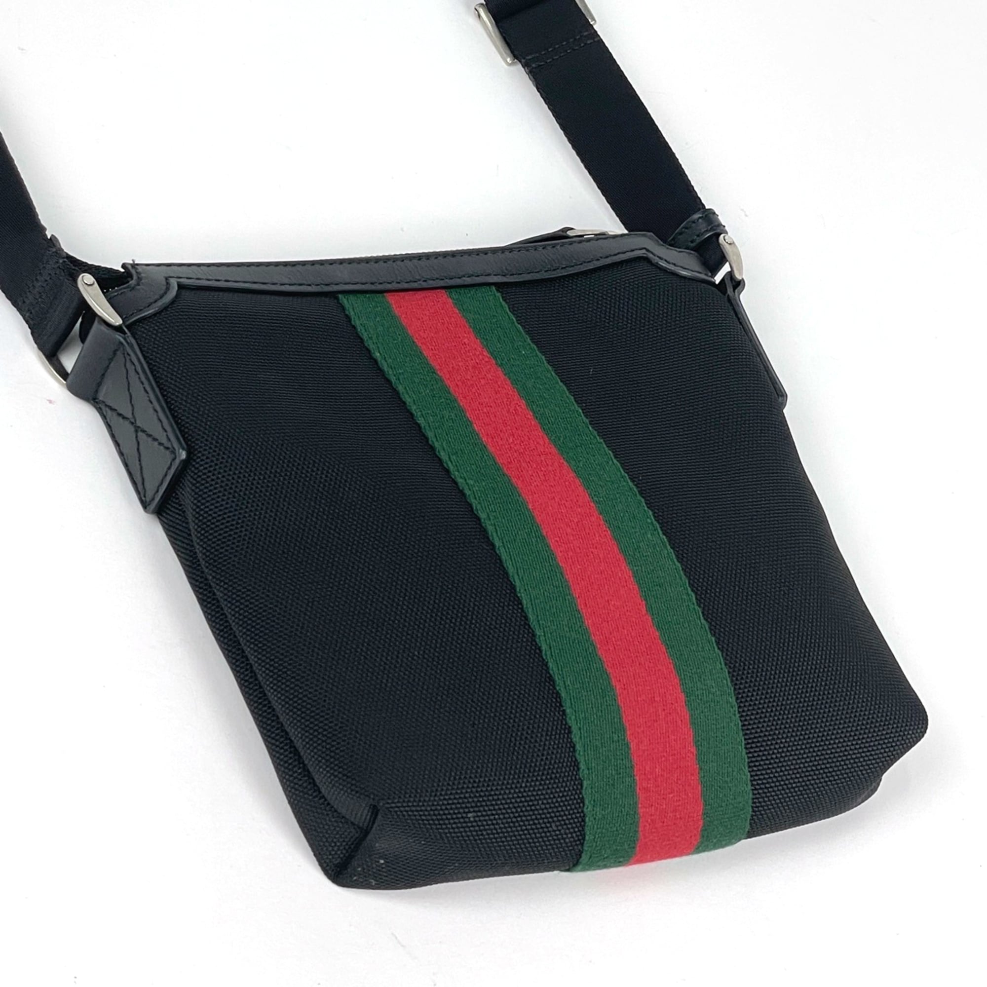 Gucci Black Canvas Leather Shoulder Bag (Pre-Owned)