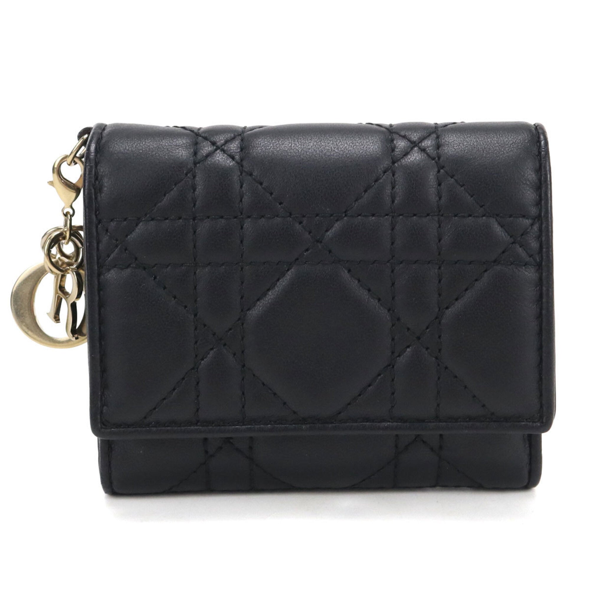 Christian Dior Black Leather Wallet (Tri-Fold) (Pre-Owned)