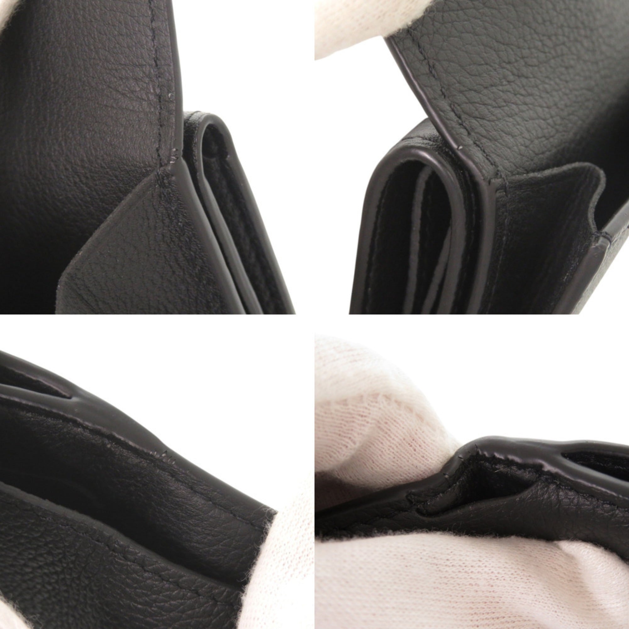 Louis Vuitton Noir Leather Wallet (Tri-Fold) (Pre-Owned)