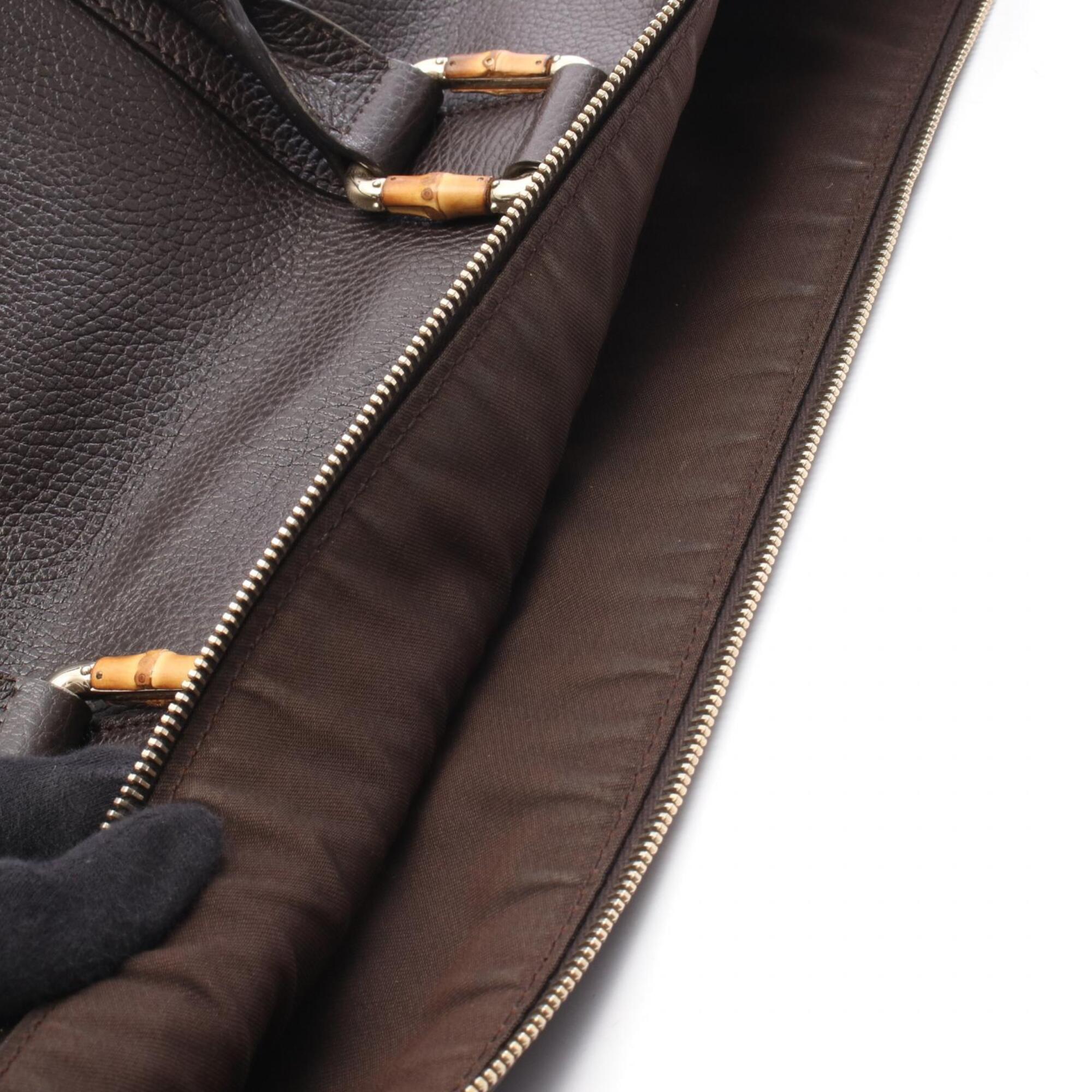 Gucci Brown Leather Handbag Tote Bag (Pre-Owned)