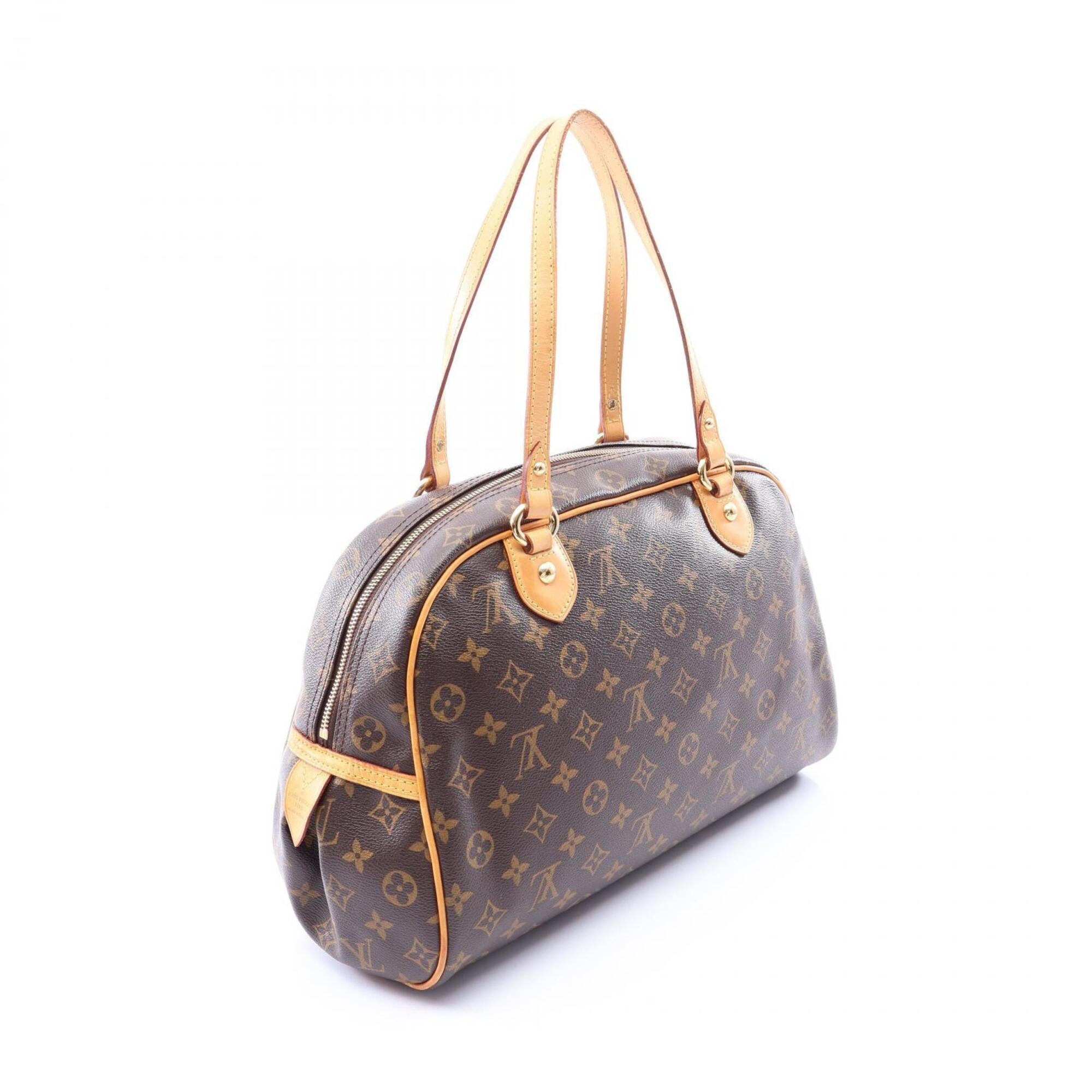 Louis Vuitton Brown Coated Canvas Leather Handbag Shoulder Bag (Pre-Owned)