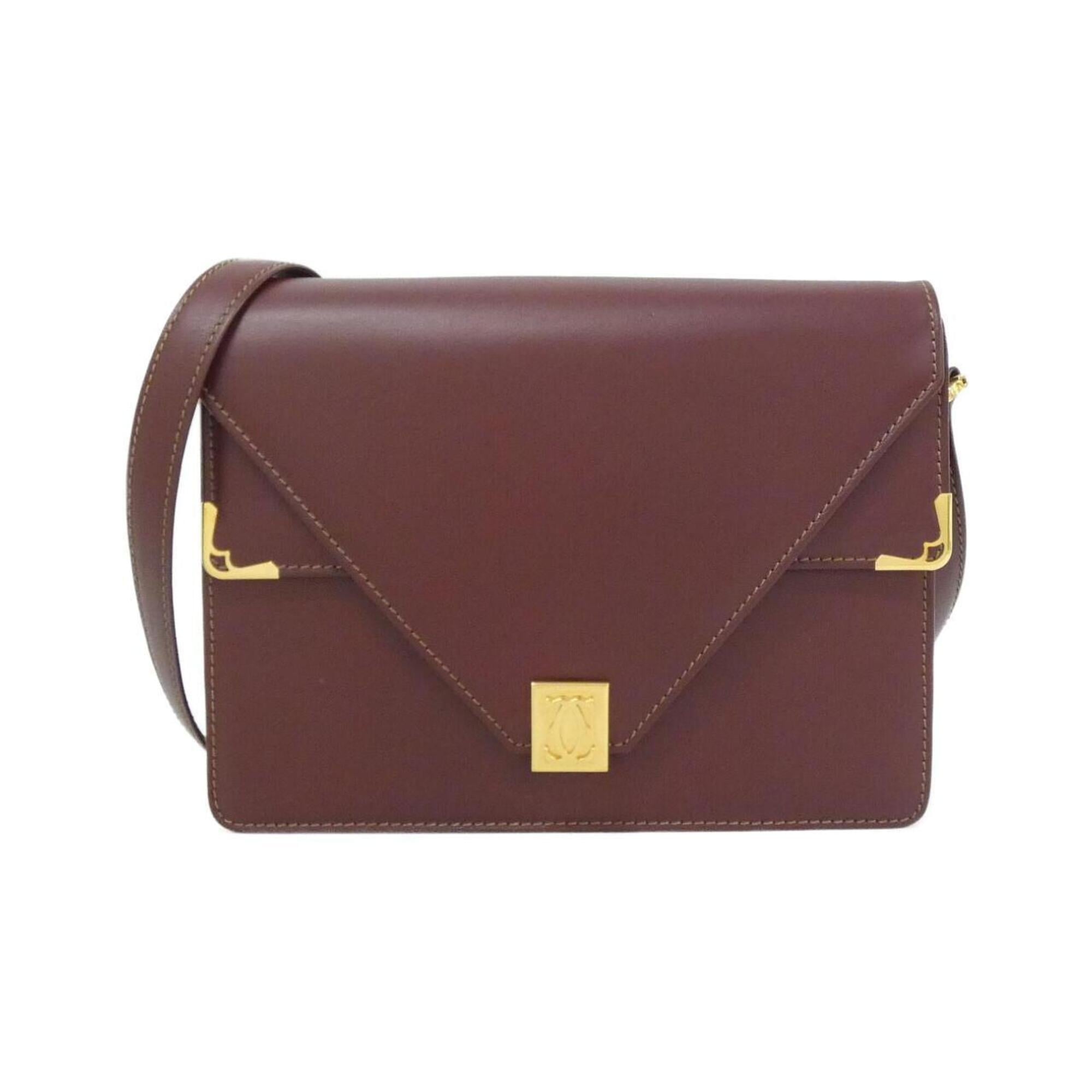 Cartier Bordeaux Leather Shoulder Bag (Pre-Owned)