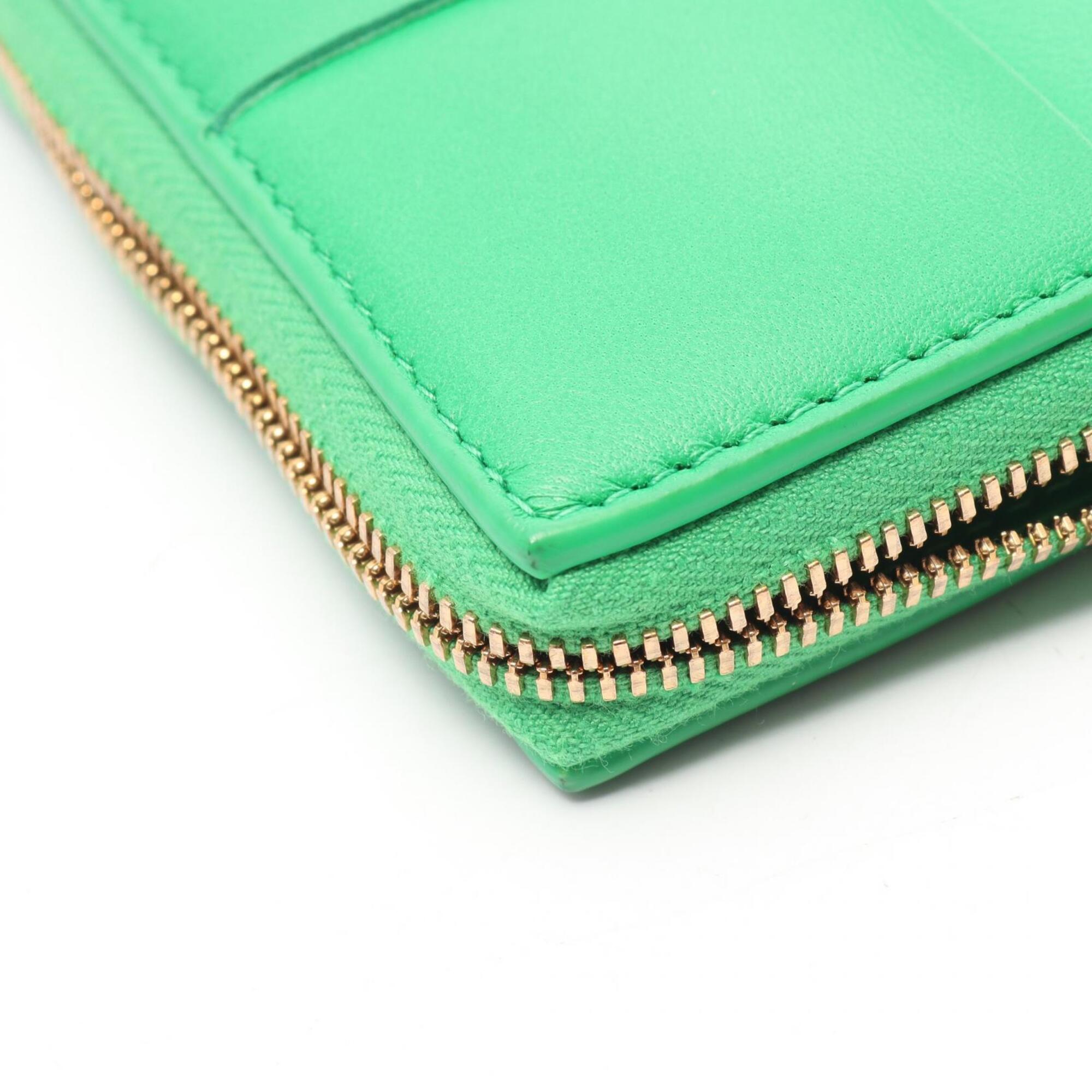 Bottega Veneta Green Leather Long Wallet (Bi-Fold) (Pre-Owned)