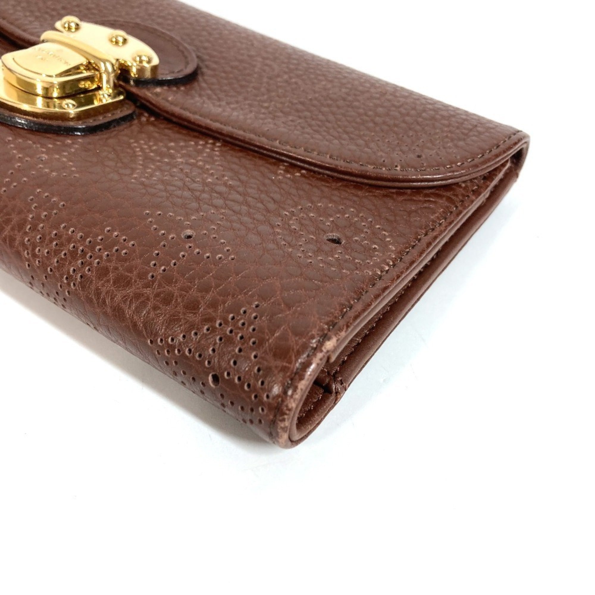Louis Vuitton Brown Mahina Leather Long Wallet (Tri-Fold) (Pre-Owned)