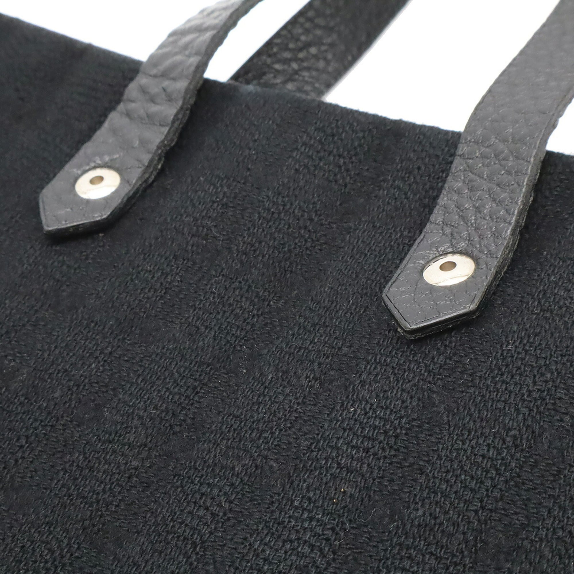Hermes Ahmedabad Black Cotton Canvas Leather Handbag Tote Bag (Pre-Owned)