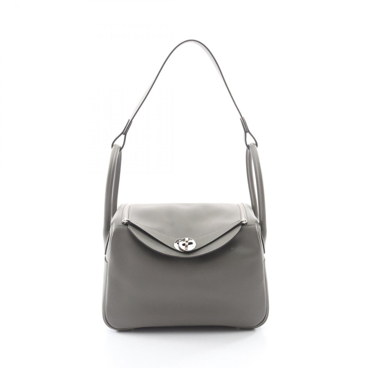 Hermes Gray Leather Handbag Shoulder Bag (Pre-Owned)