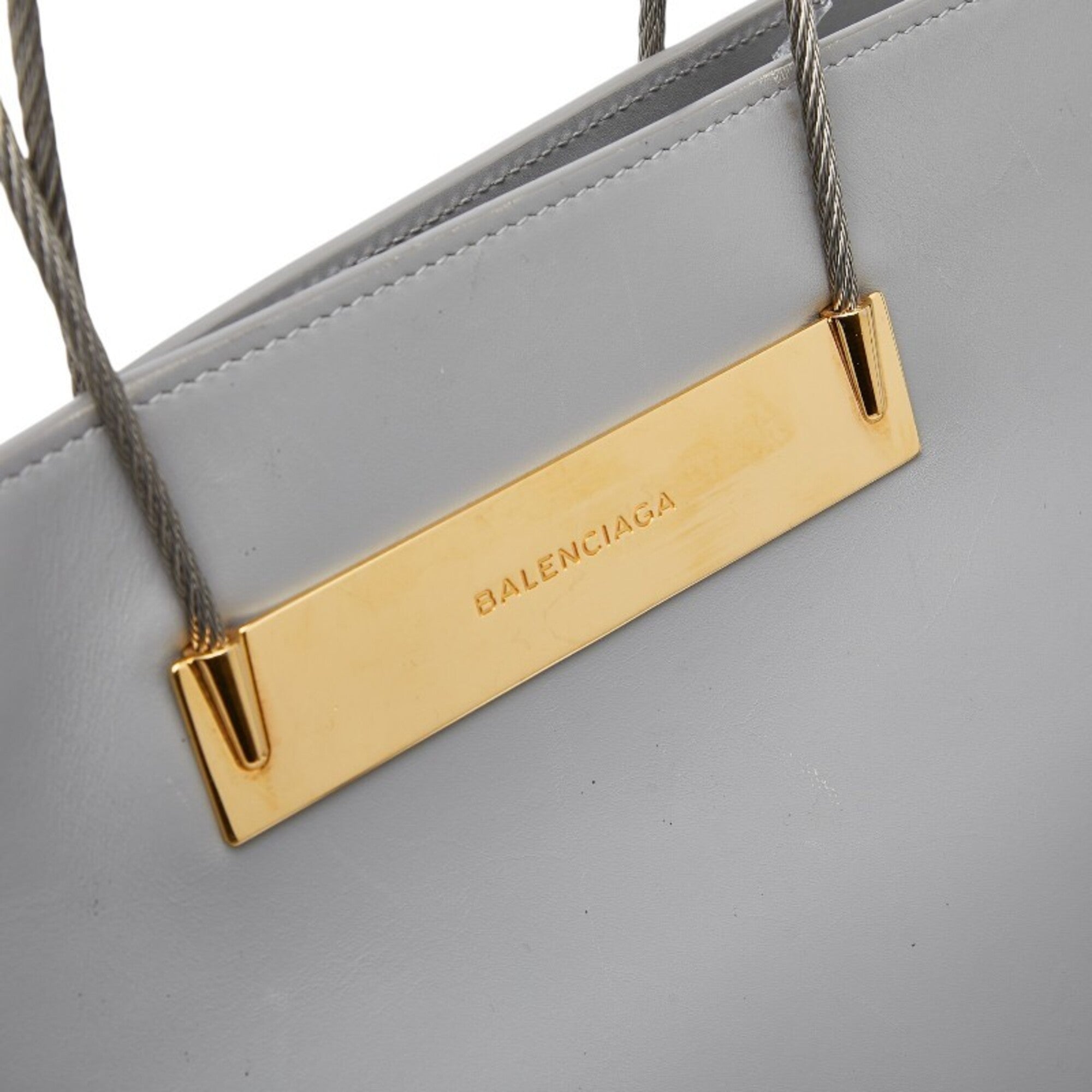 Balenciaga Gray Metal Leather Handbag Tote Bag (Pre-Owned)