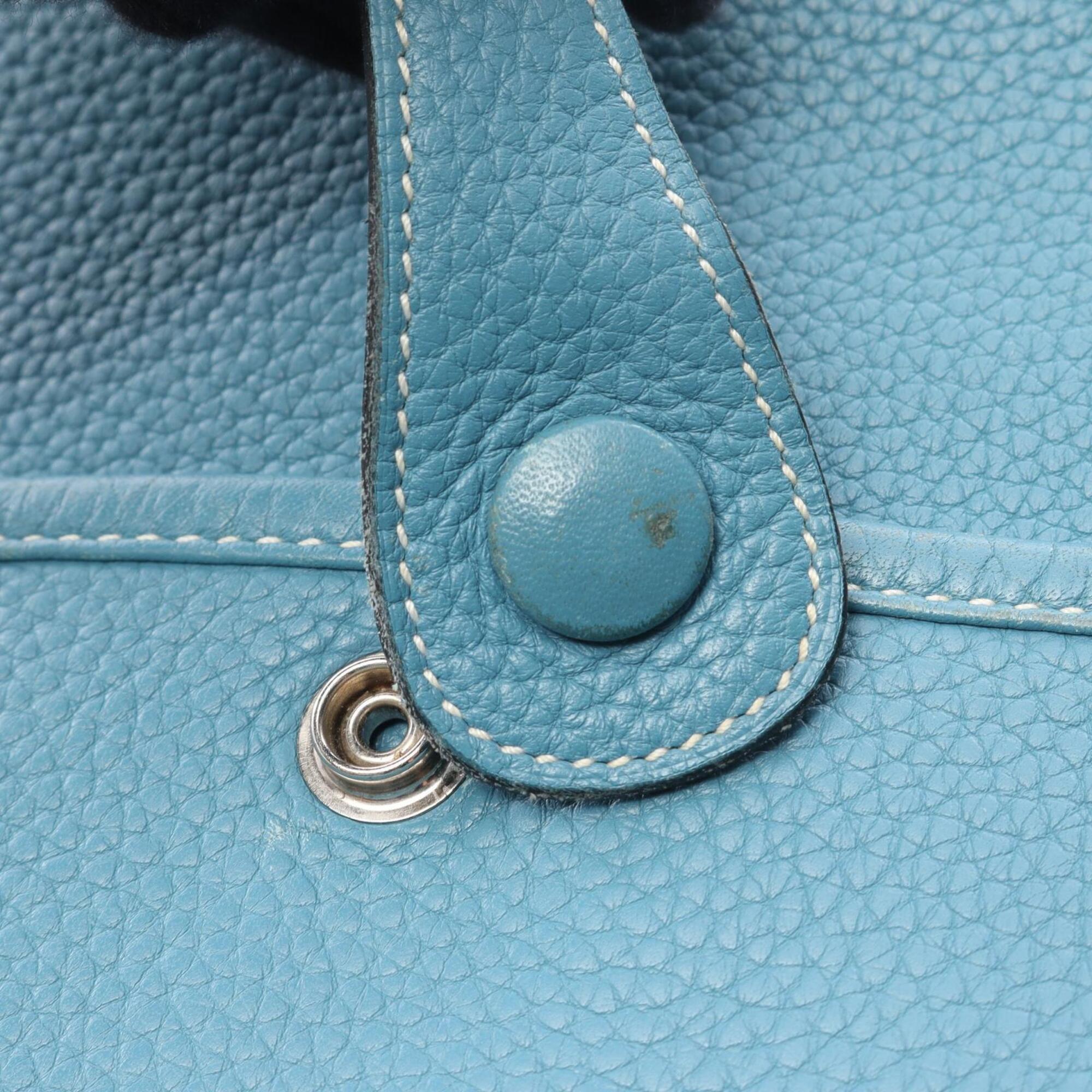 Hermes Blue Taurillon Clemence Leather Handbag Shoulder Bag (Pre-Owned)