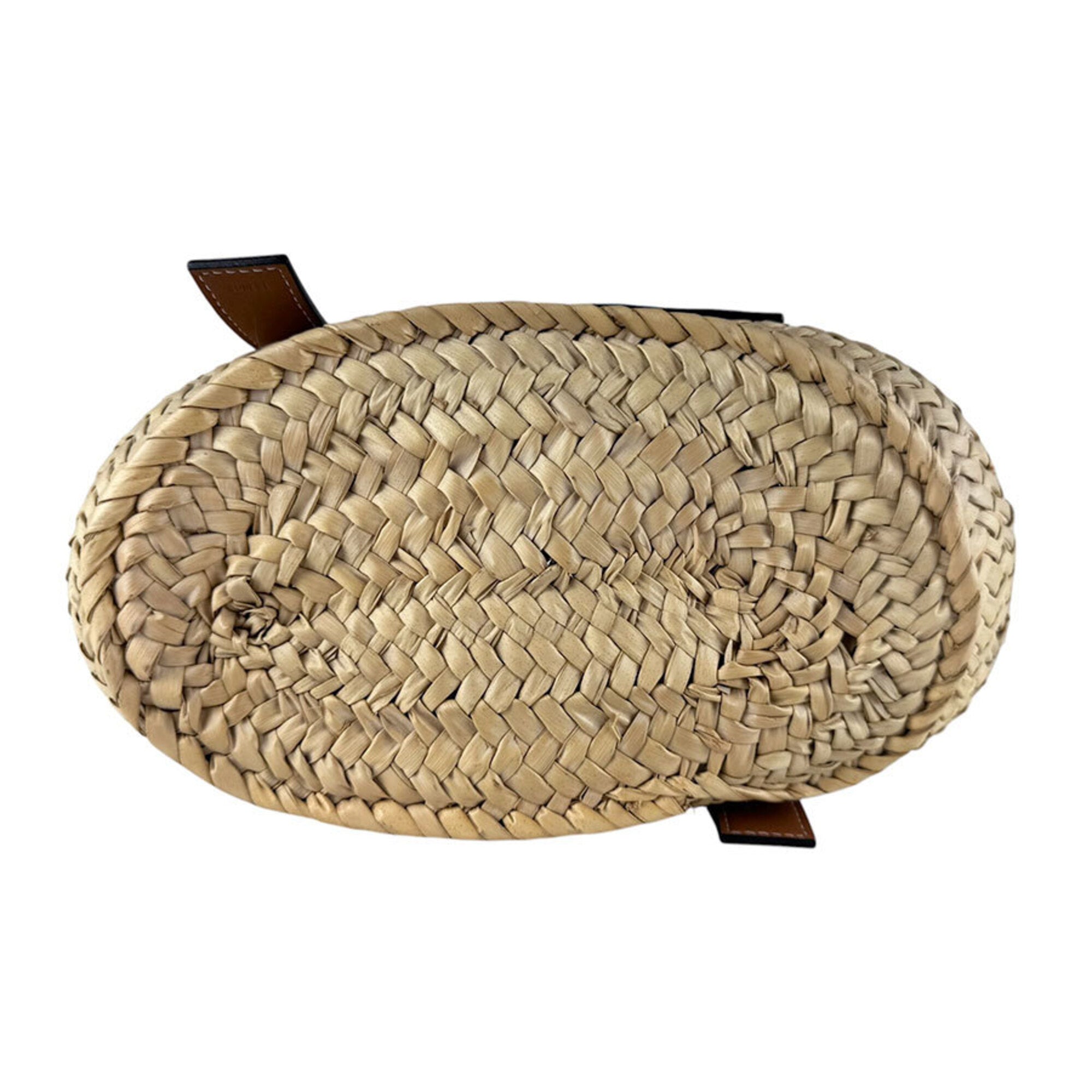 Loewe Brown Navy Raffia Canvas Basket Handbag Pouch (Pre-Owned)