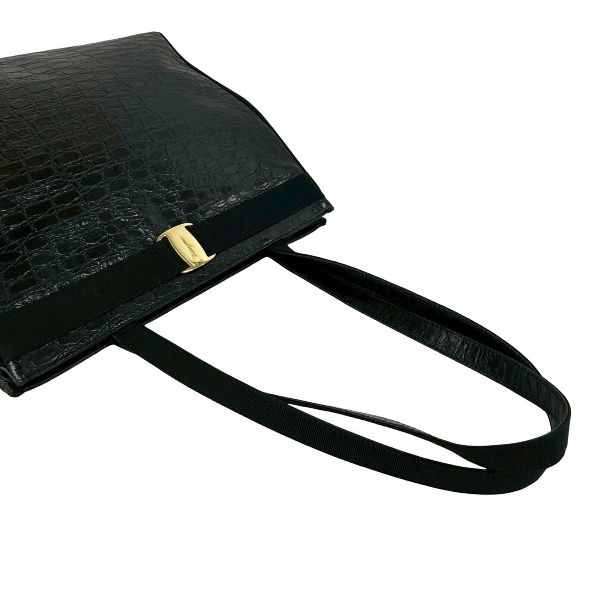 Salvatore Ferragamo Black Leather Tote Bag (Pre-Owned)