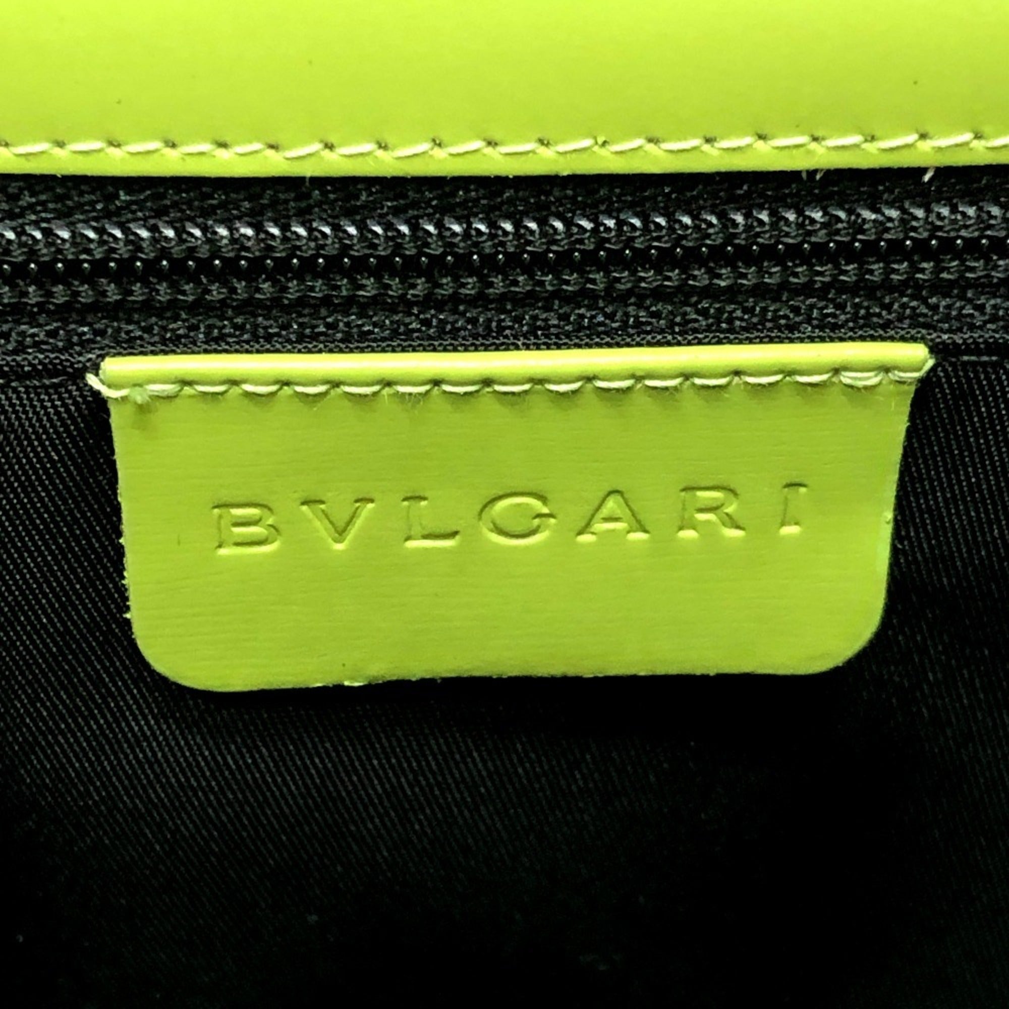 Bvlgari Blue Light Green Leather Nylon Clutch Bag Shoulder Bag (Pre-Owned)