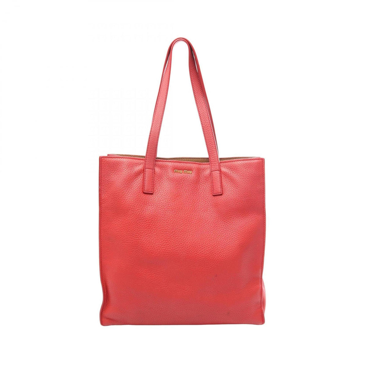 Miu Miu Red Color Leather Handbag Tote Bag (Pre-Owned)