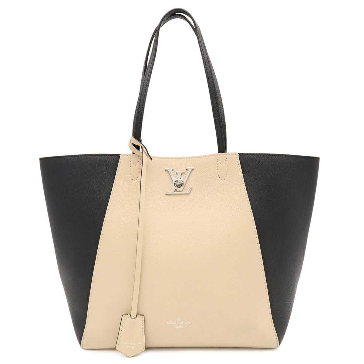 Louis Vuitton Beige Bicolor Black Noir Vanilla Leather Shoulder Bag Tote Bag (Pre-Owned)