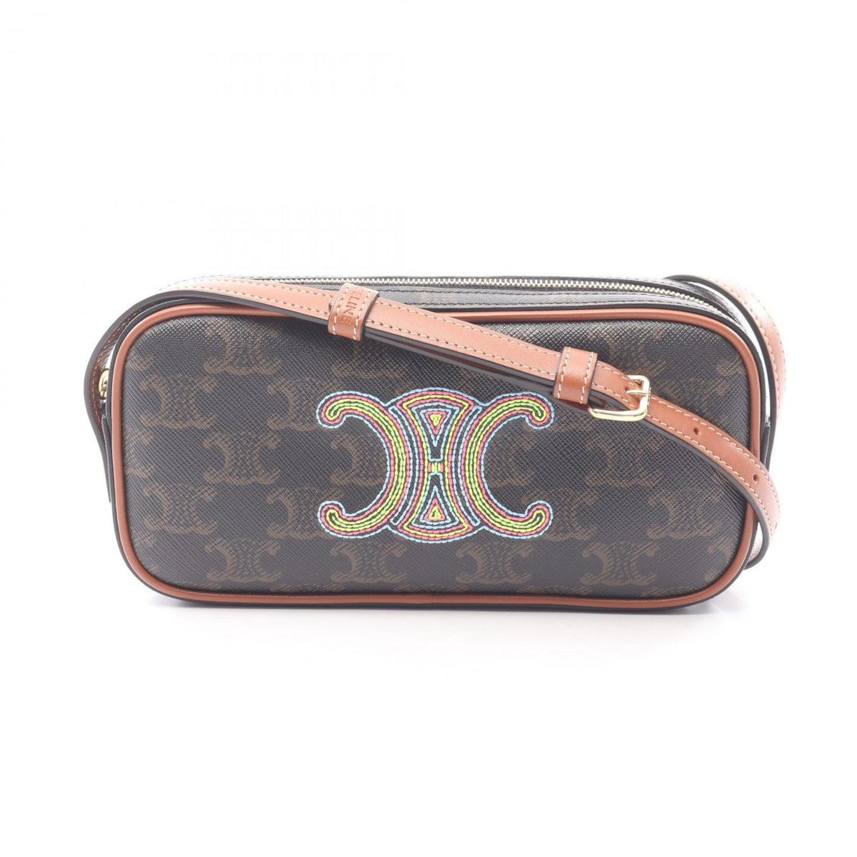 Celine Black Brown Multi-Color Coated Canvas Leather Shoulder Bag (Pre-Owned)