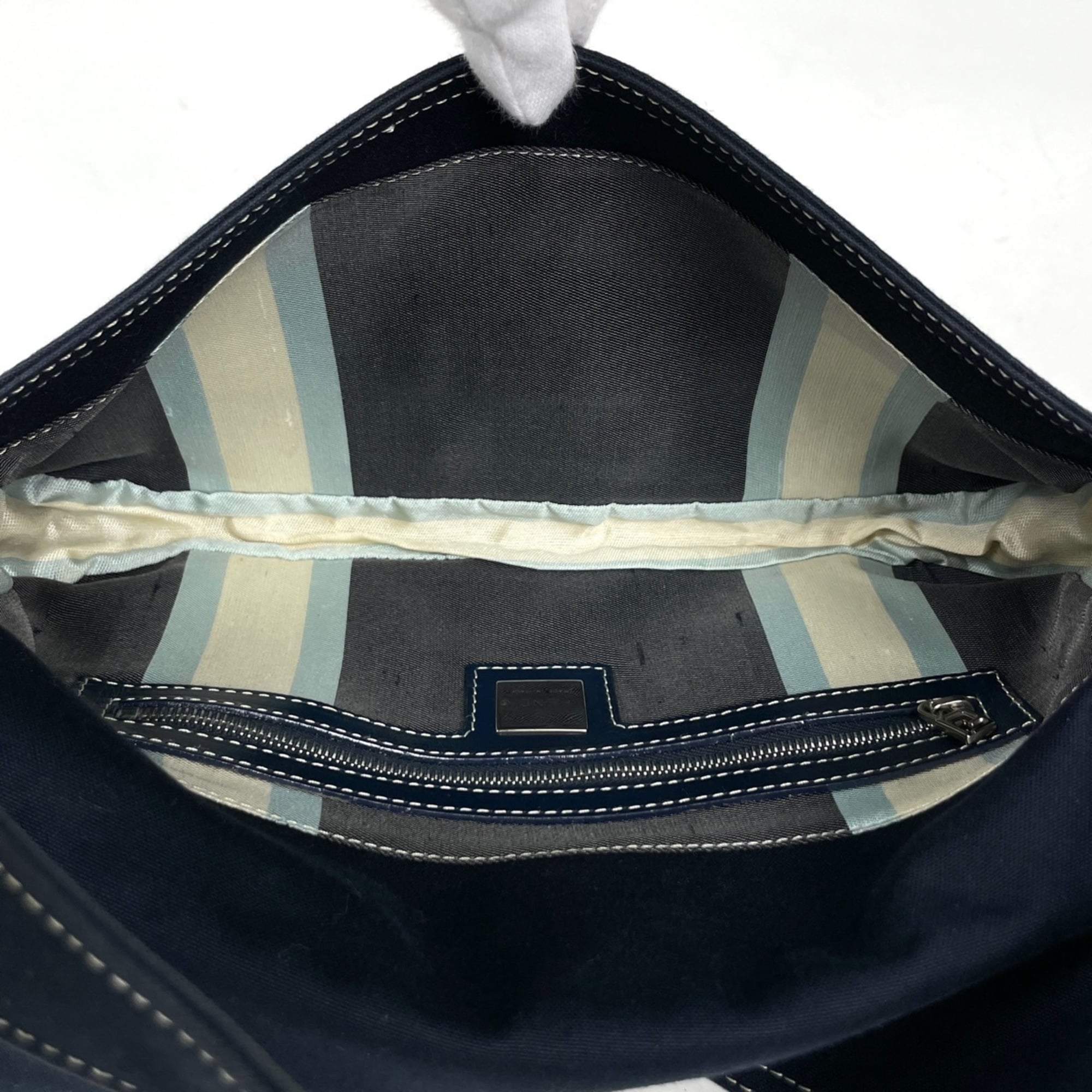 Fendi Navy Canvas Shoulder Bag (Pre-Owned)