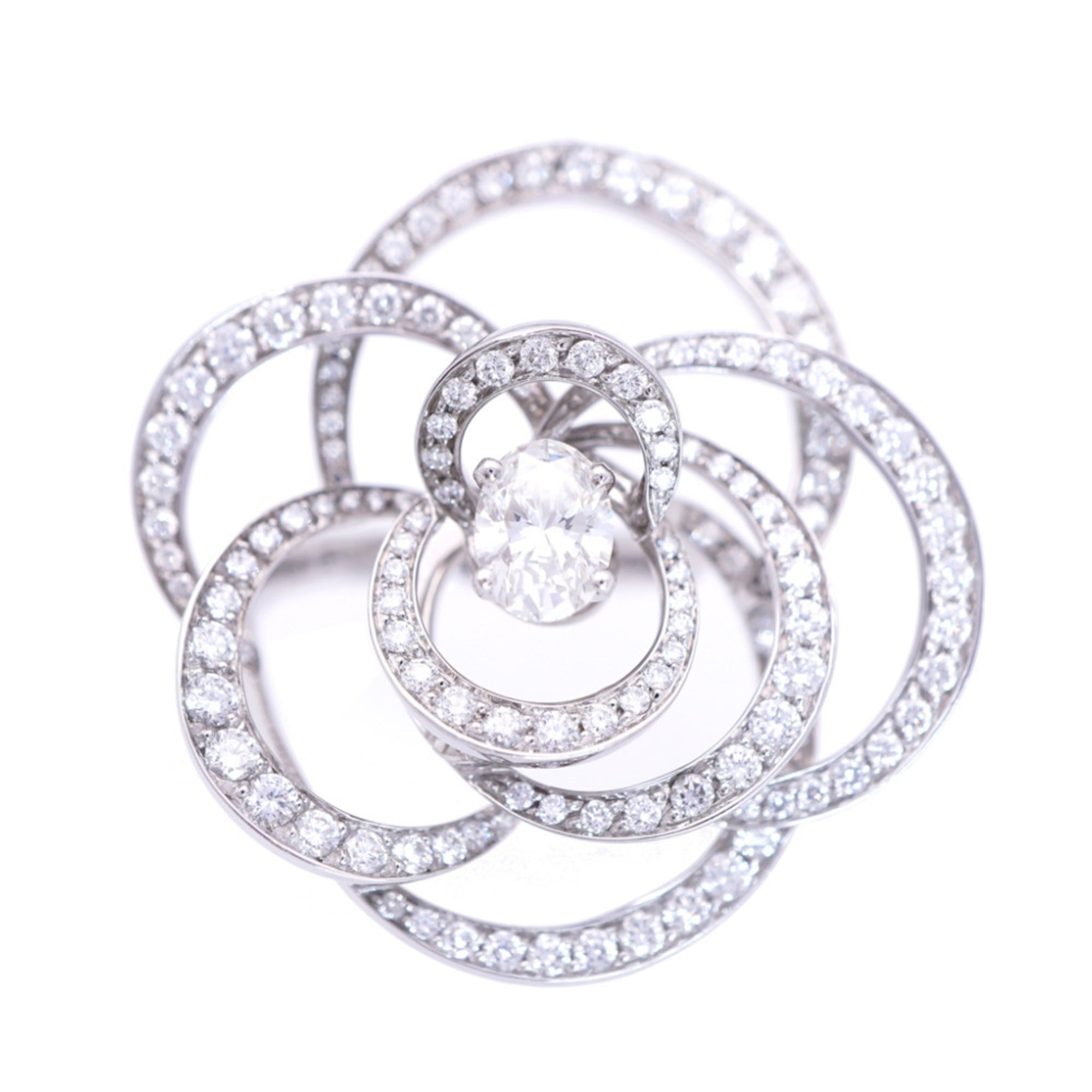 Chanel Camellia White White Gold (18K) Band Ring (Pre-Owned)