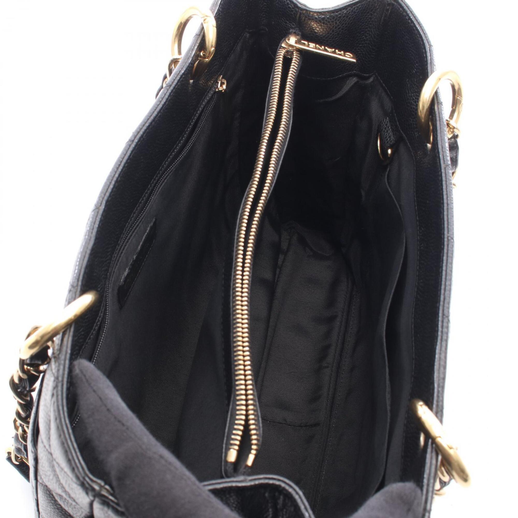 Chanel Black Grained Calfskin Handbag Tote Bag (Pre-Owned)