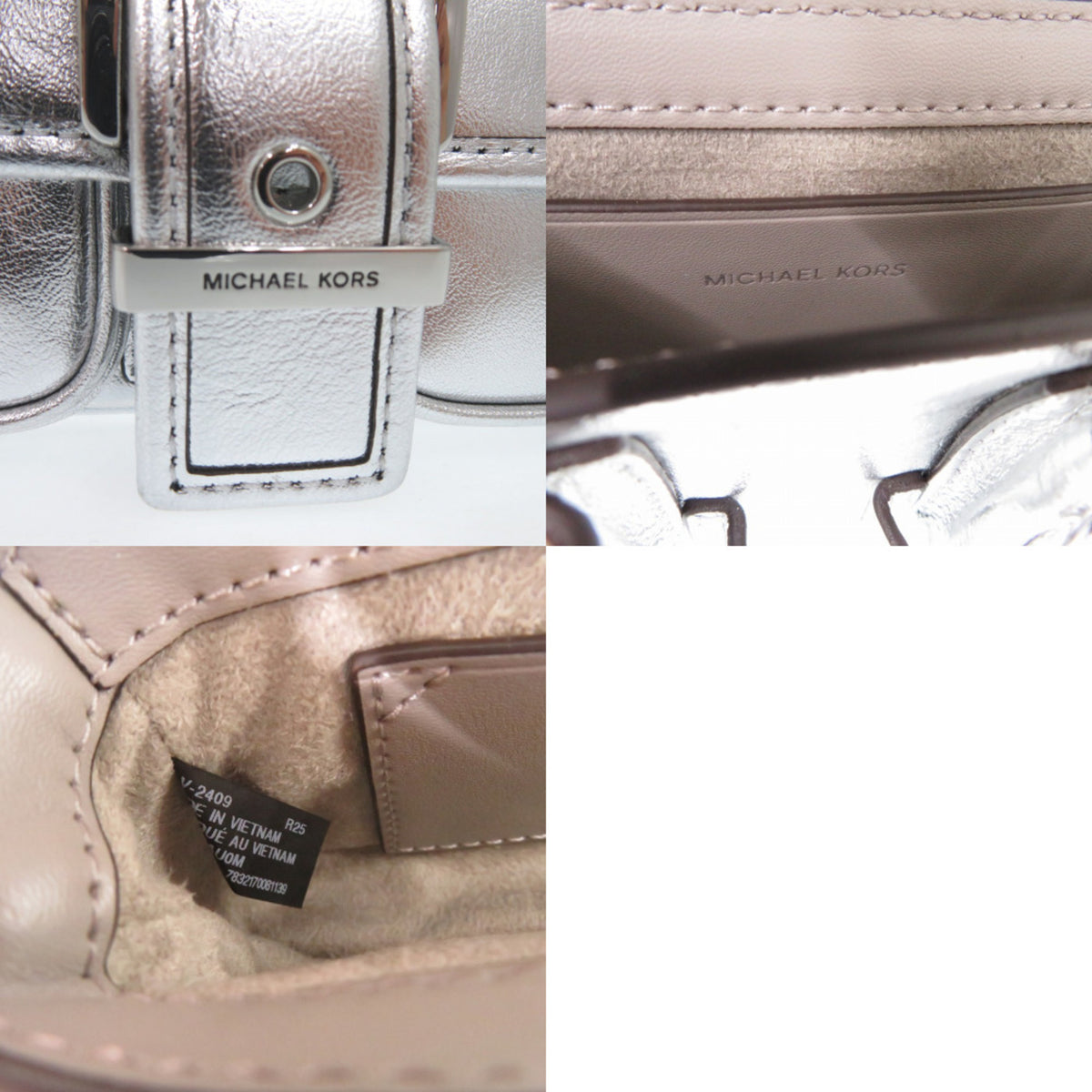 Michael Kors Metallic Silver Leather Shoulder Bag (Pre-Owned)