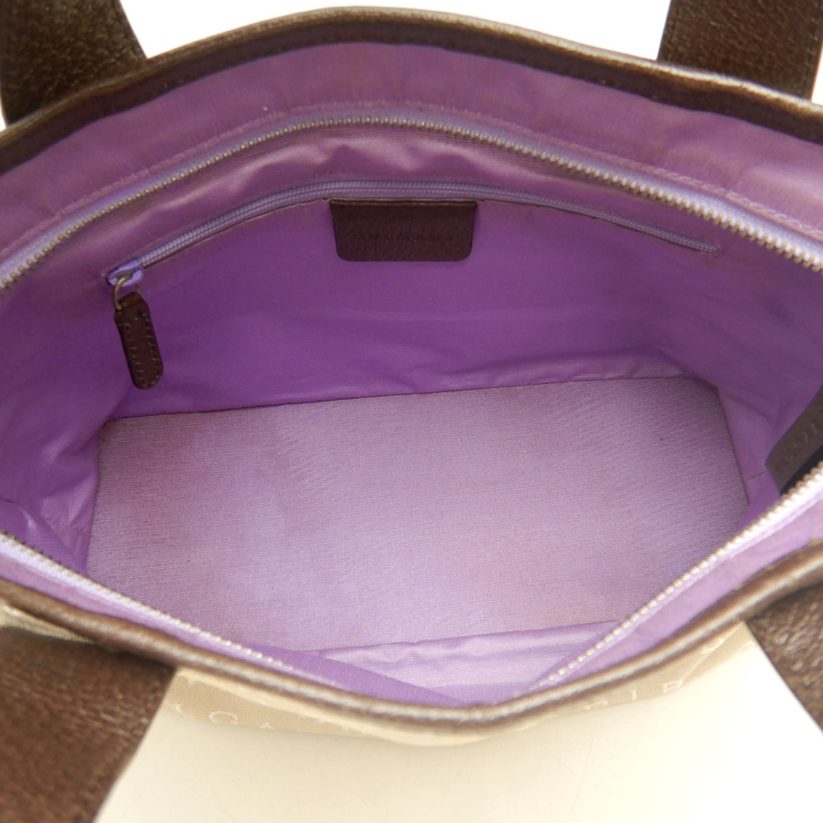 Bvlgari Beige Brown Canvas Leather Handbag (Pre-Owned)