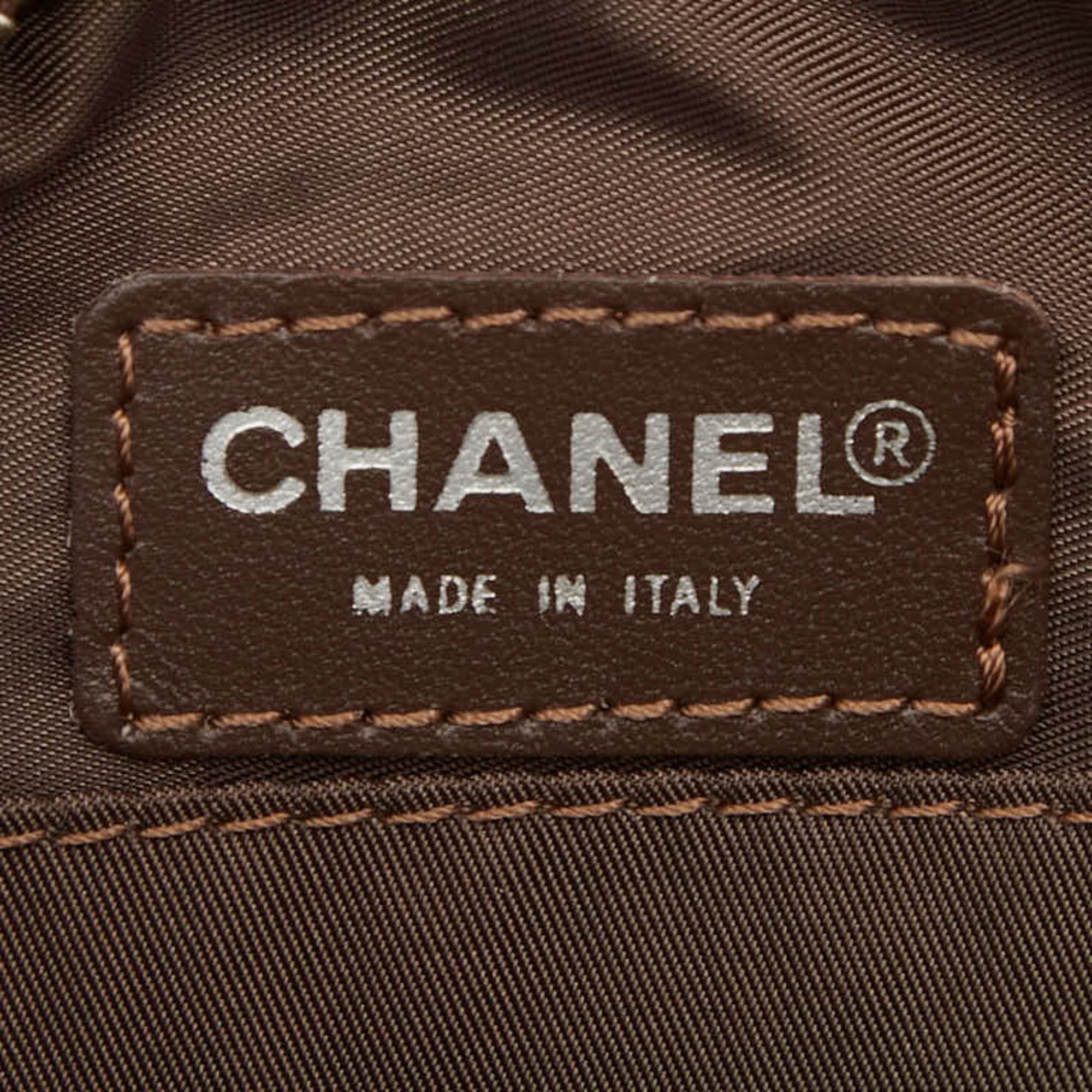 Chanel Brown Khaki Canvas Leather Pouch (Pre-Owned)
