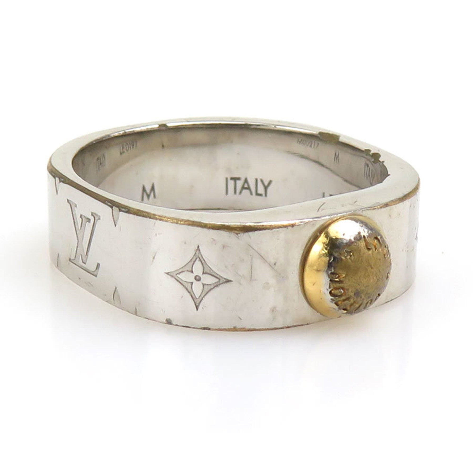 Louis Vuitton Gold Silver Metal Band Ring (Pre-Owned)