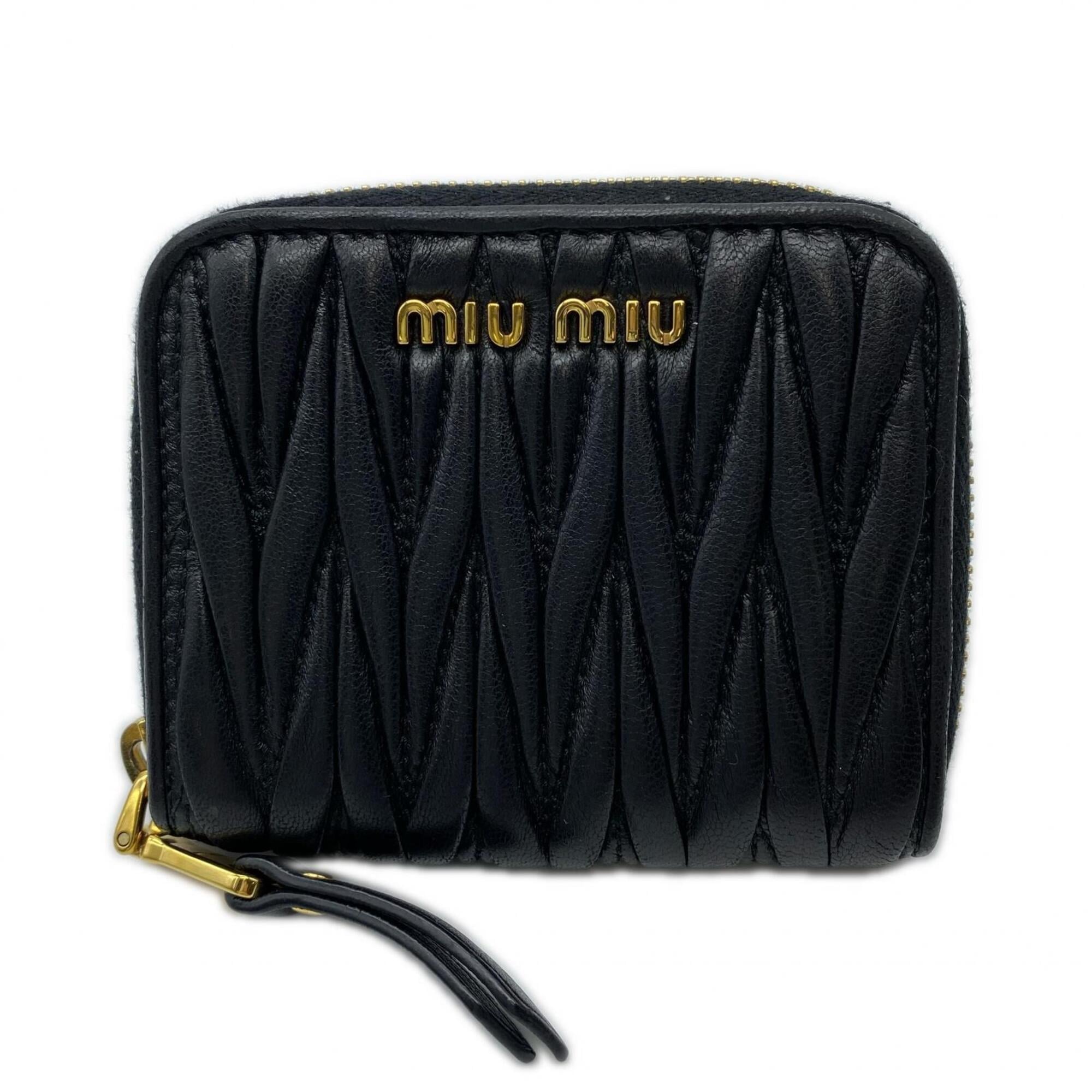 Miu Miu Matelasse Black Leather Coin Purse/Coin Case (Pre-Owned)