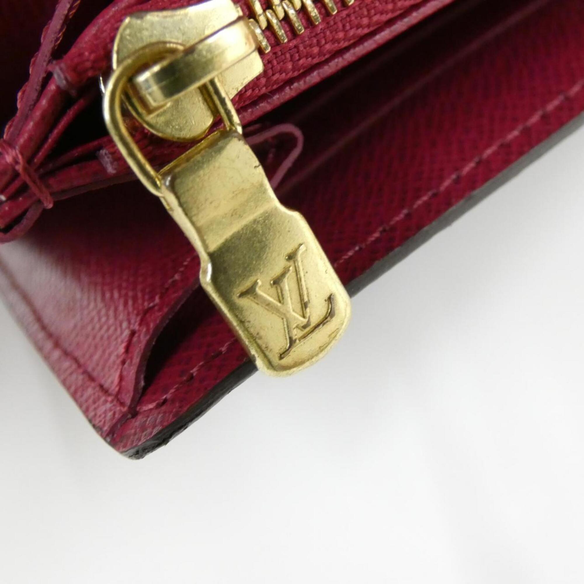 Louis Vuitton Fuchsia Marron Coated Canvas Long Wallet (Bi-Fold) (Pre-Owned)