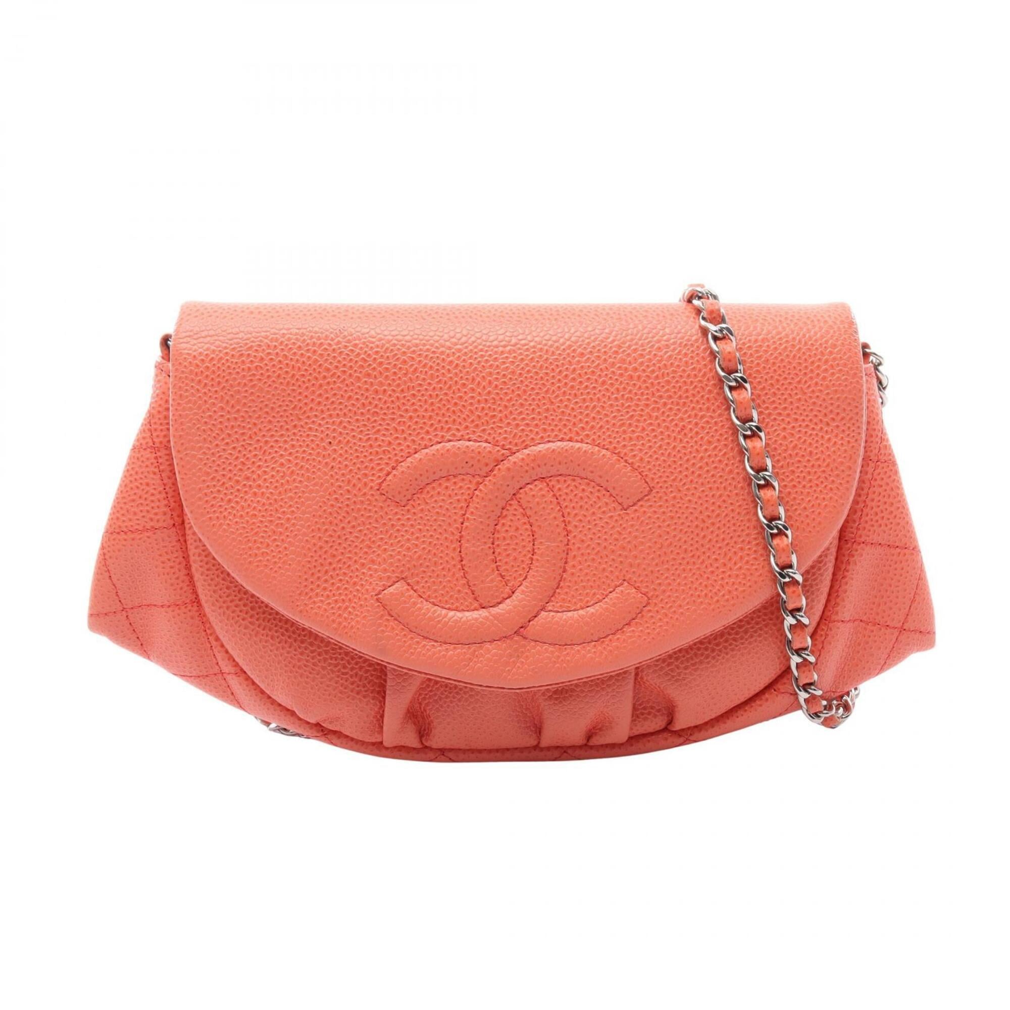 Chanel Orange Leather Handbag Shoulder Bag (Pre-Owned)