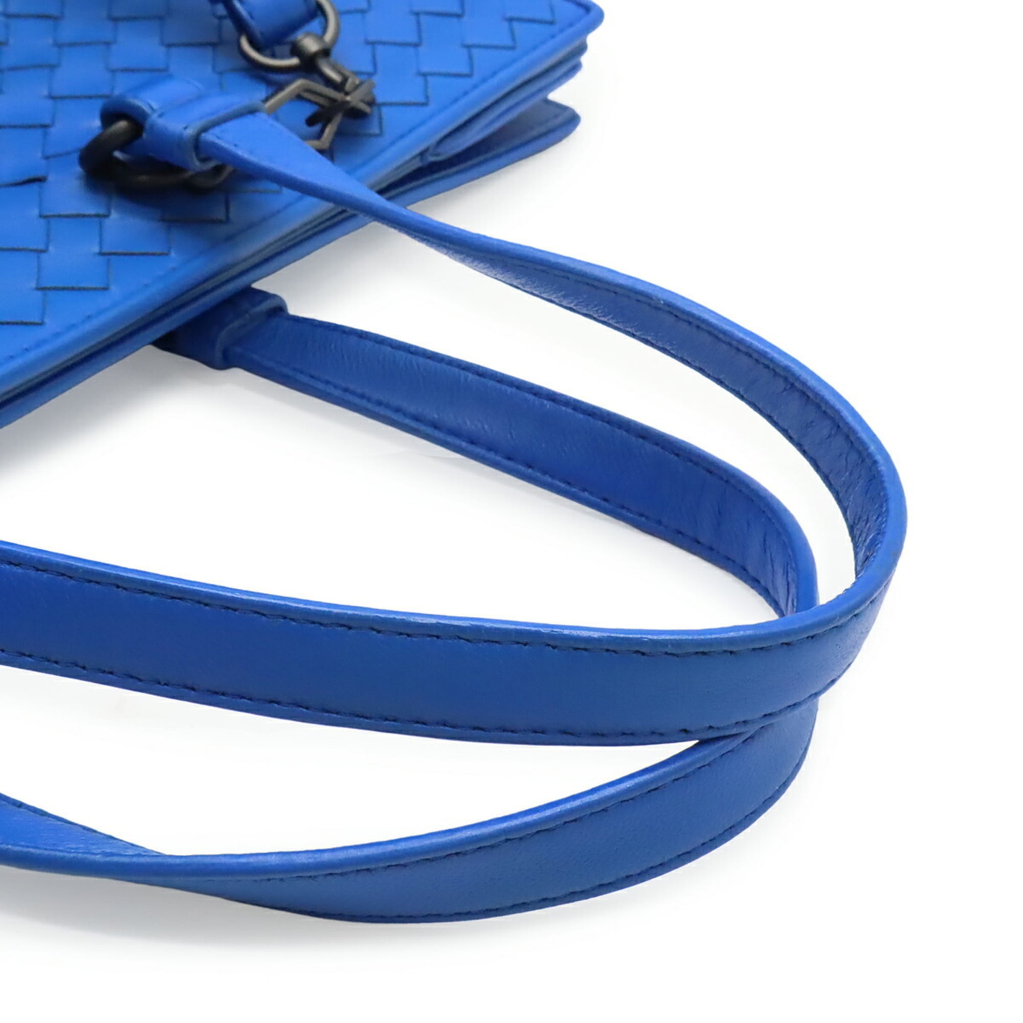 Bottega Veneta Blue Leather Shoulder Bag Tote Bag (Pre-Owned)