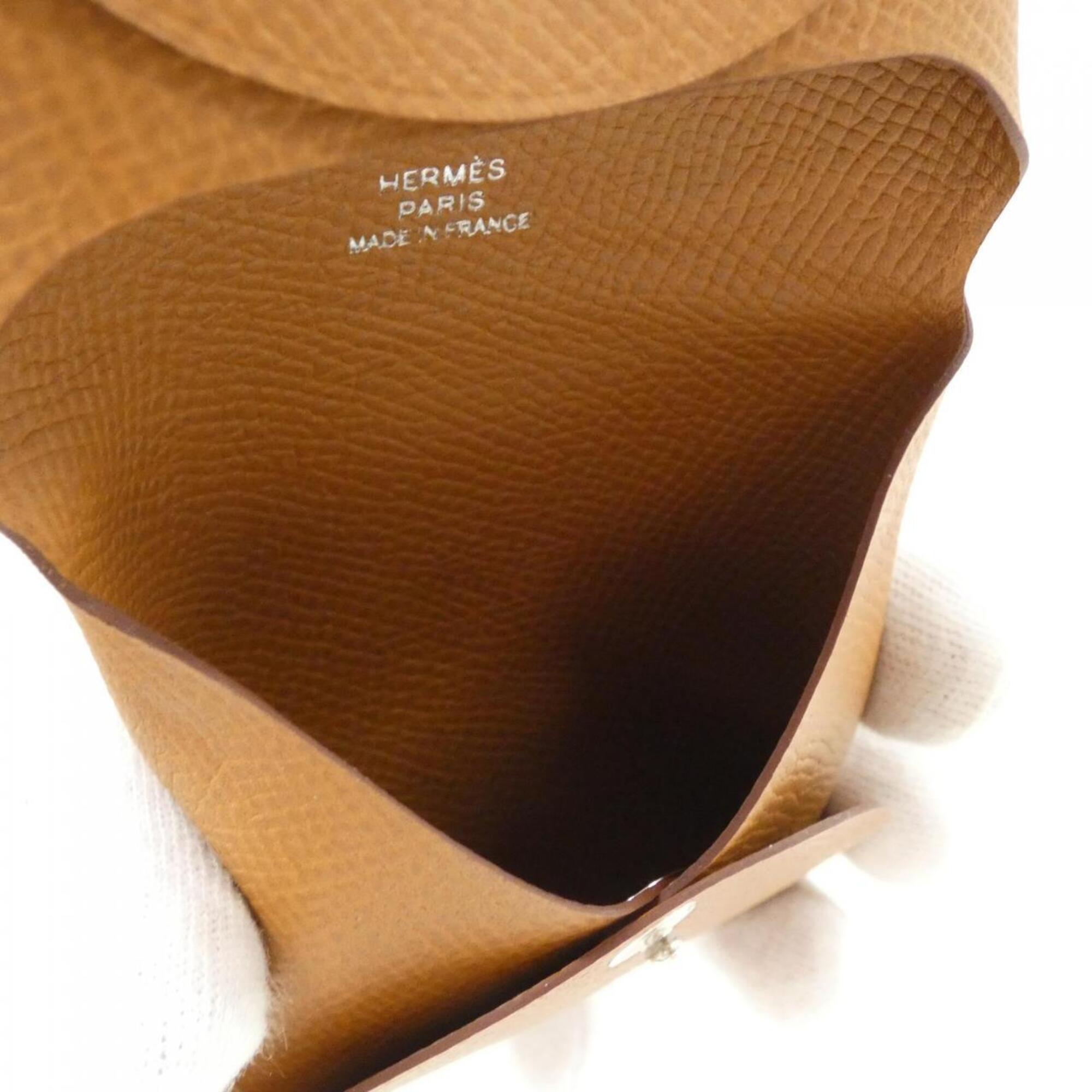 Hermes Brown Gold Brown Epsom Leather Coin Purse/Coin Case (Pre-Owned)