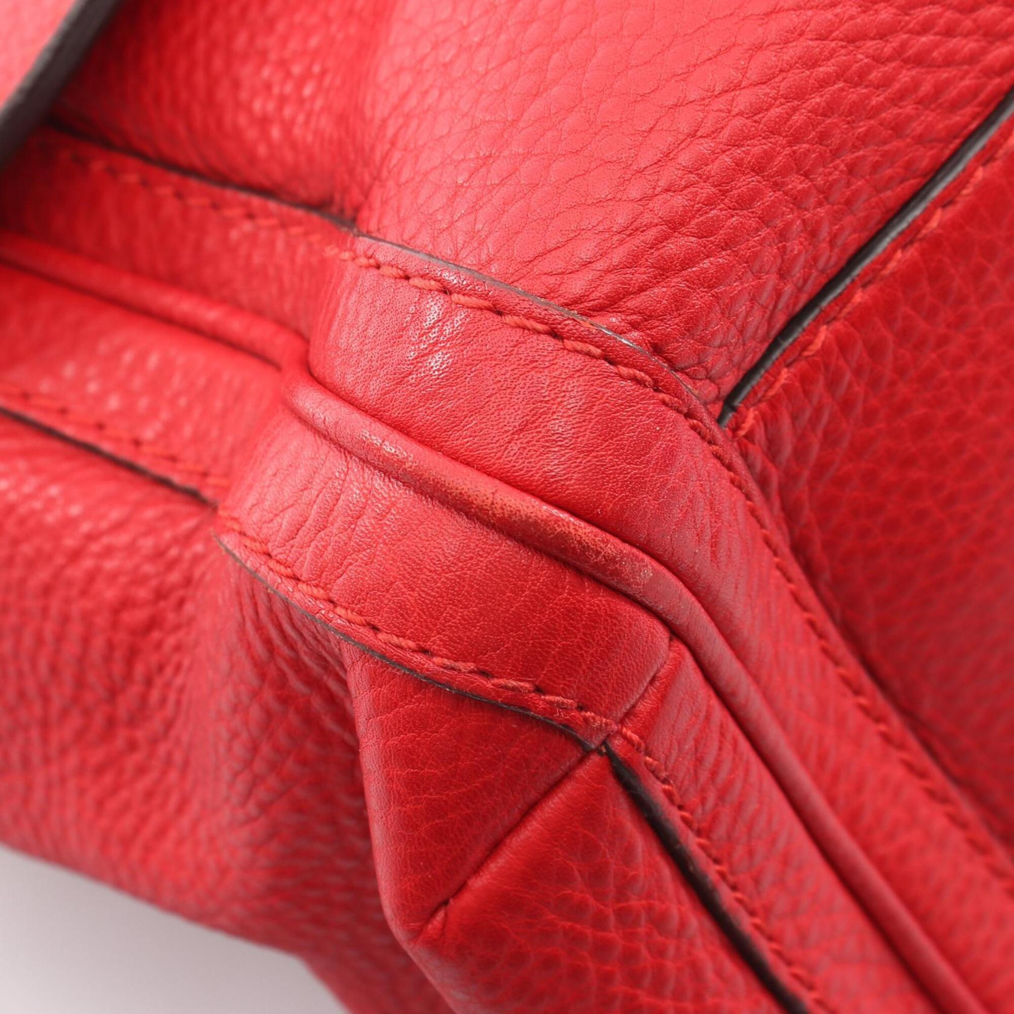 Gucci Red Color Leather Handbag Shoulder Bag (Pre-Owned)