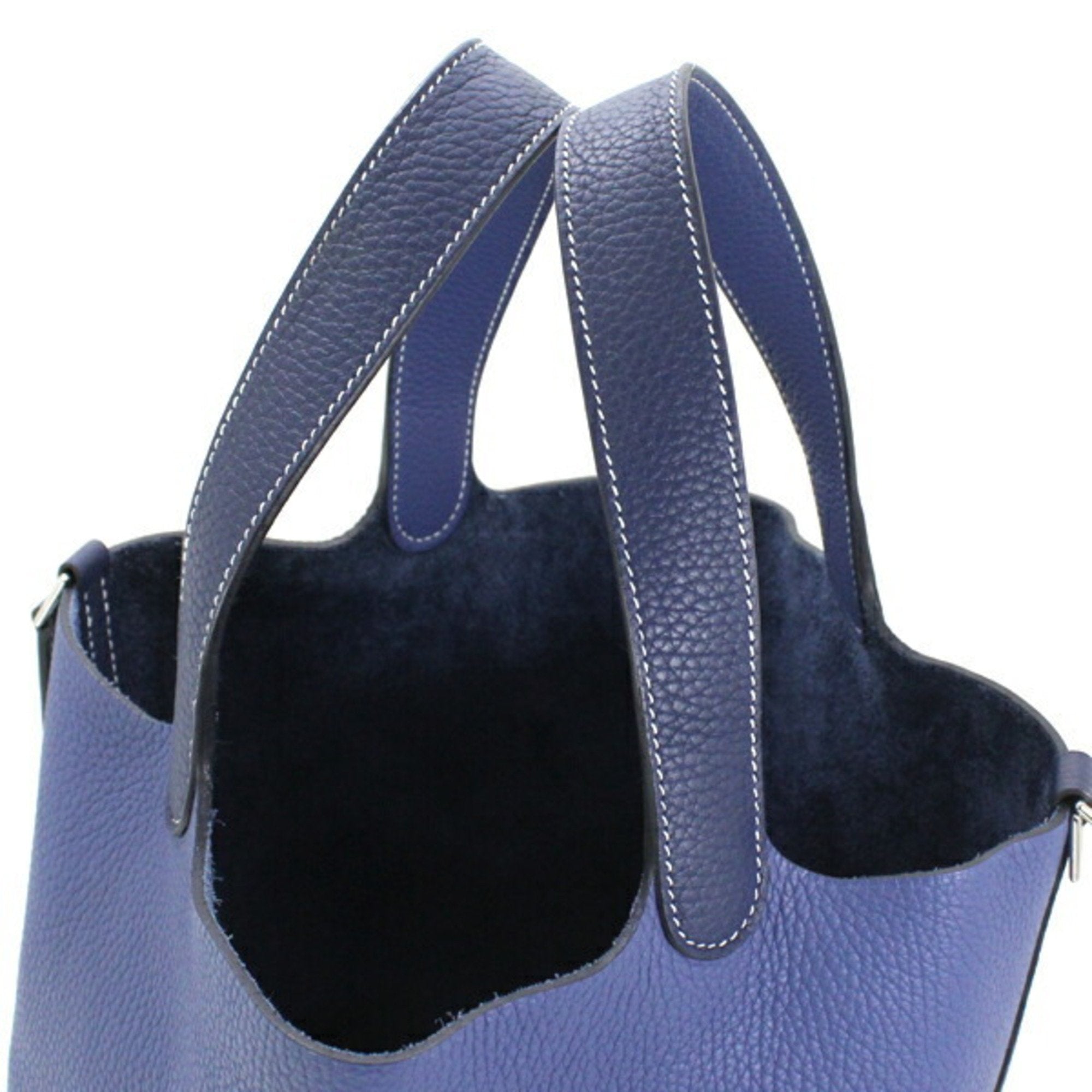Hermes Bleu Saphir Taurillon Clemence Leather Handbag Tote Bag (Pre-Owned)