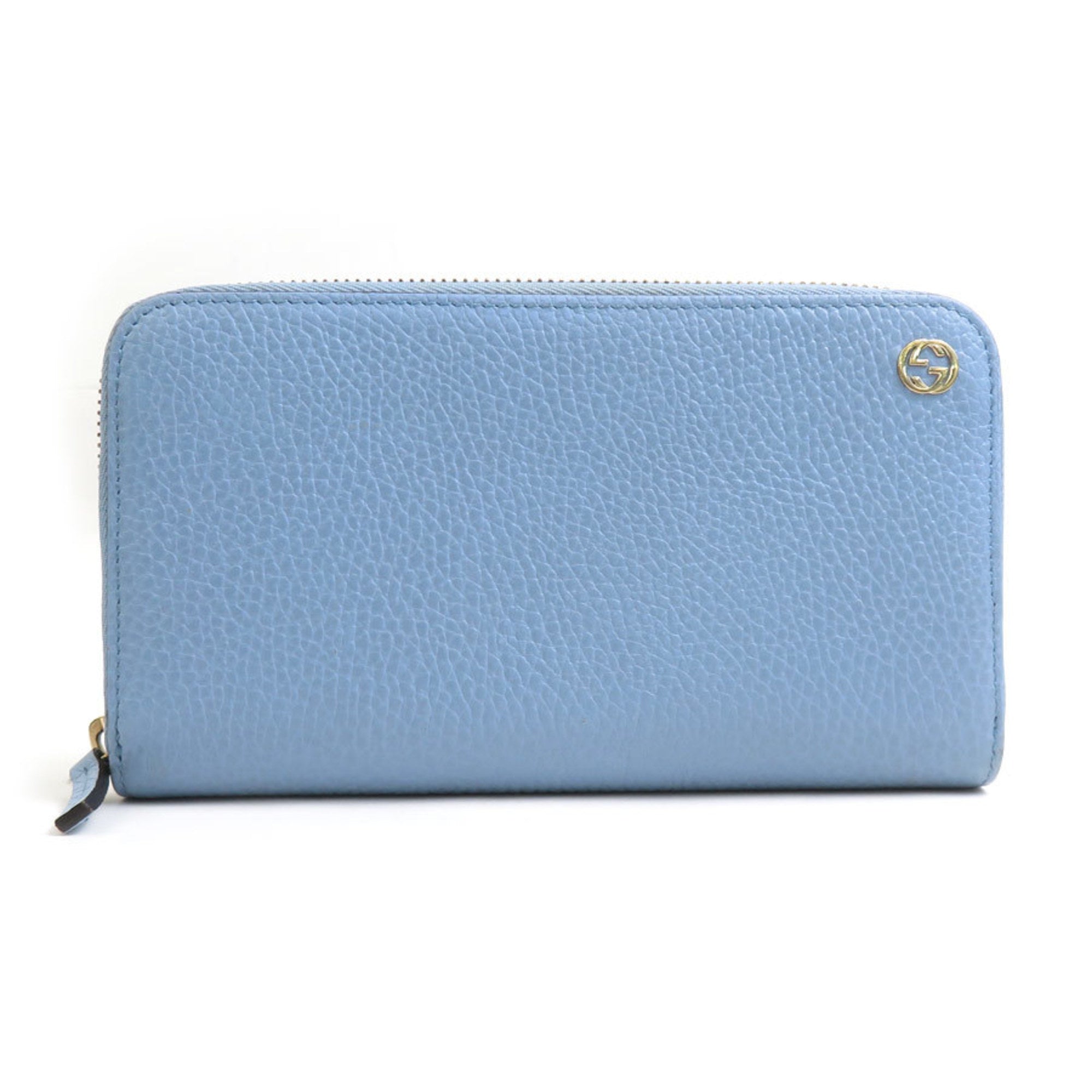 Gucci Light Blue Leather Long Wallet (Bi-Fold) (Pre-Owned)