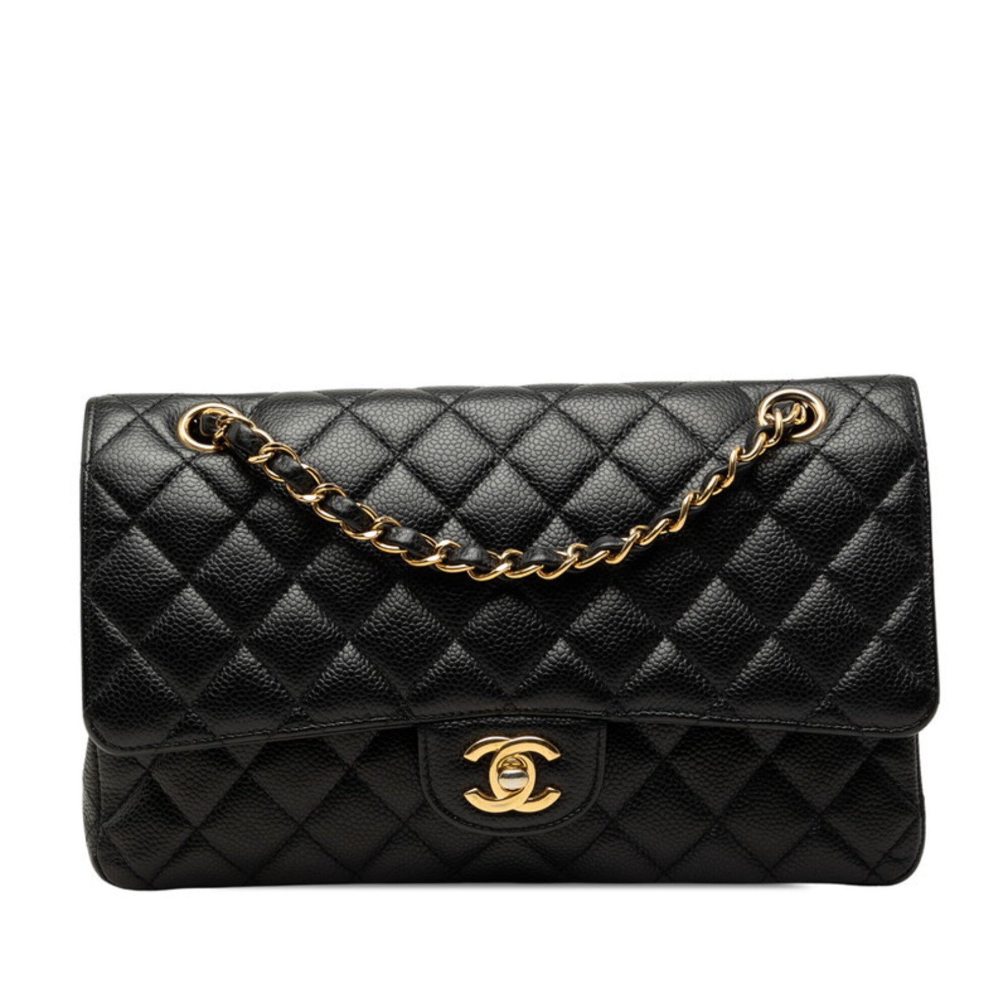 Chanel Black Grained Calfskin Shoulder Bag (Pre-Owned)