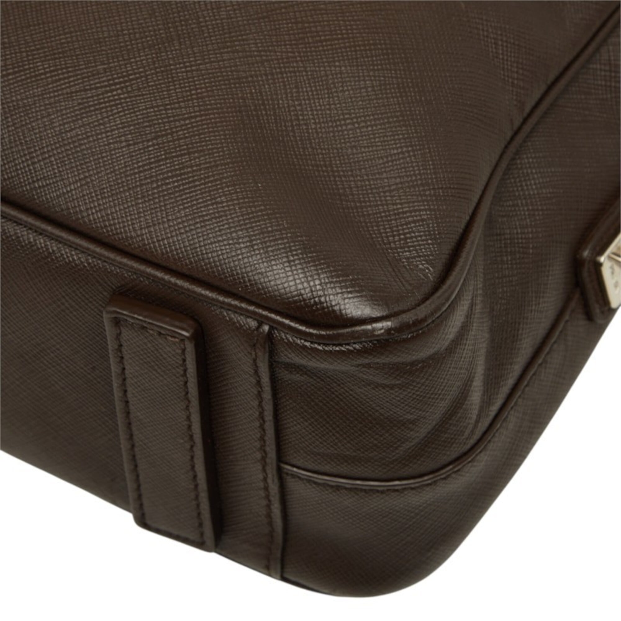 Prada Brown Leather Briefcase (Pre-Owned)