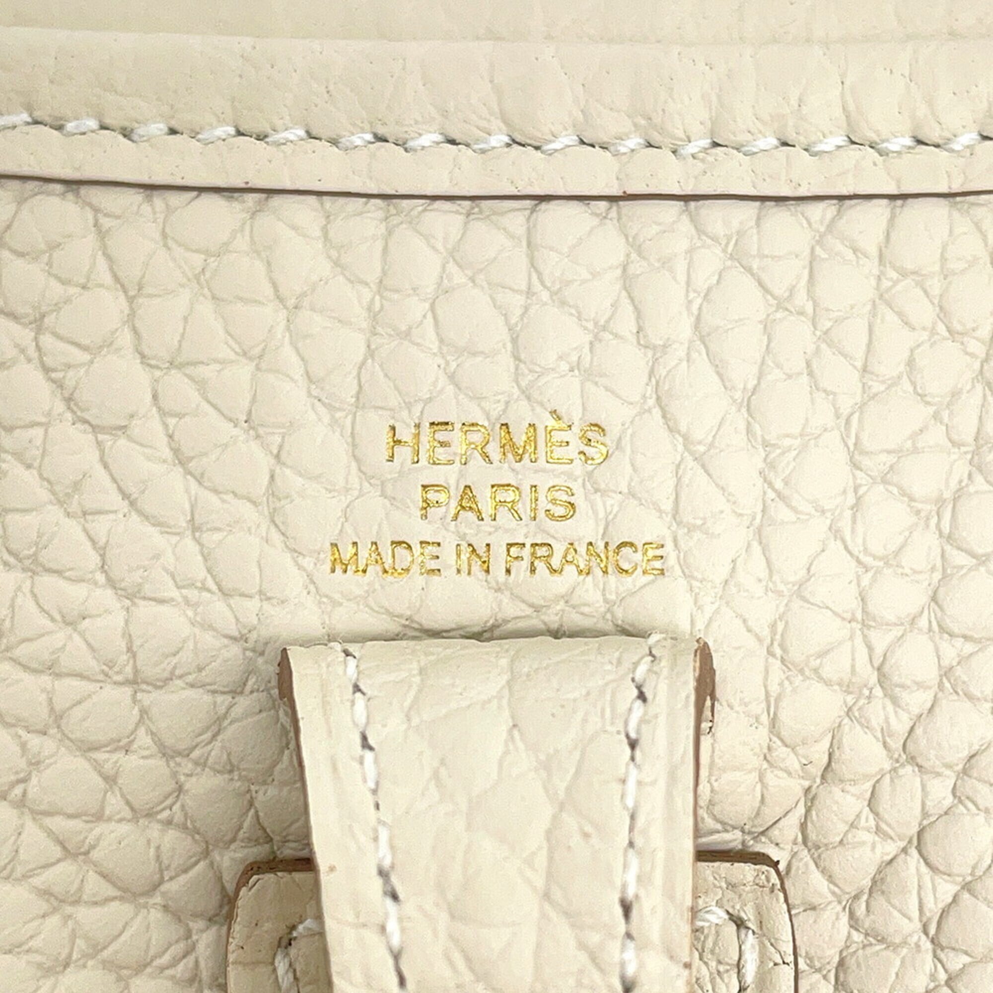 Hermes Ivory Taurillon Clemence Leather Shoulder Bag