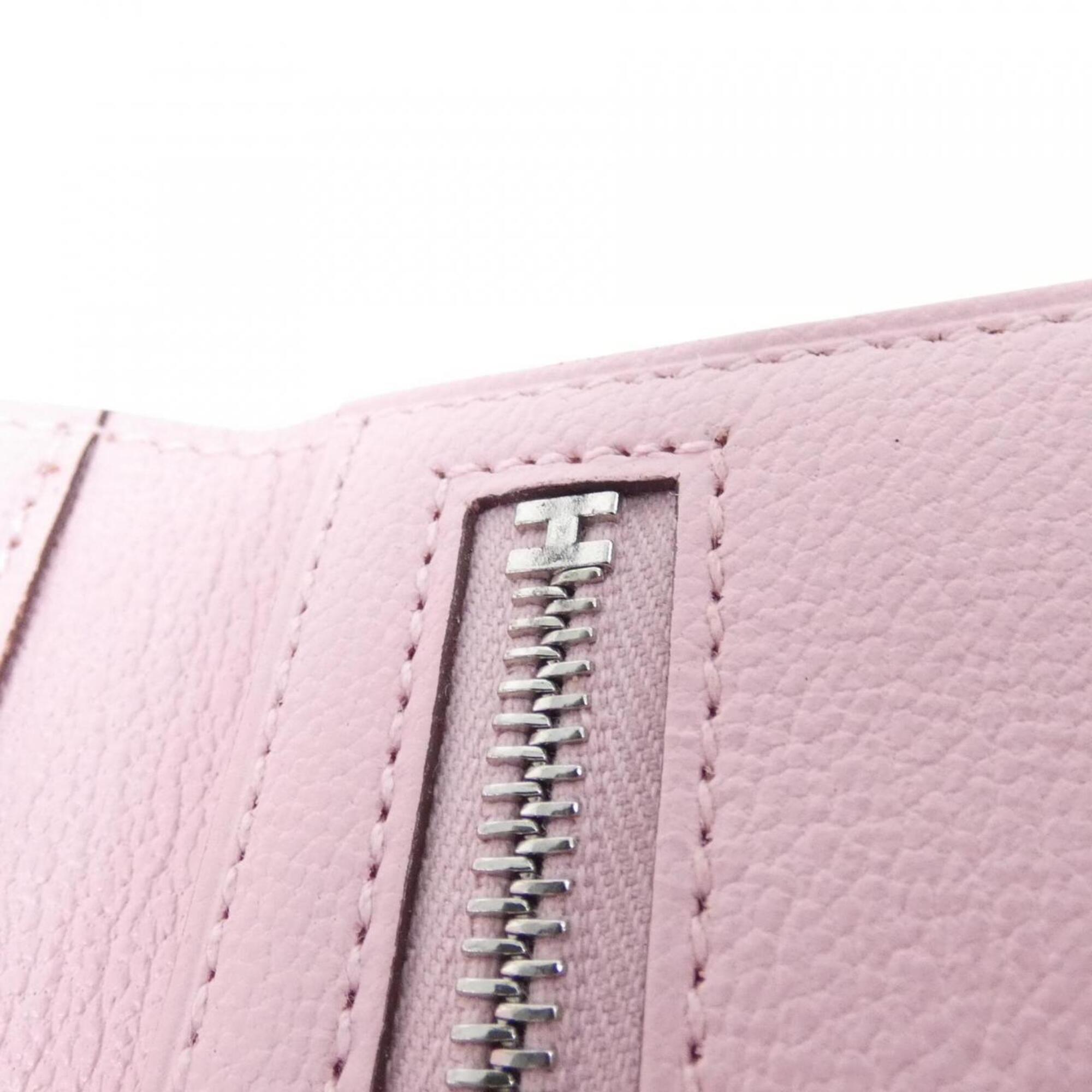 Hermes Rose Sakura Chevre Leather Wallet (Tri-Fold) (Pre-Owned)