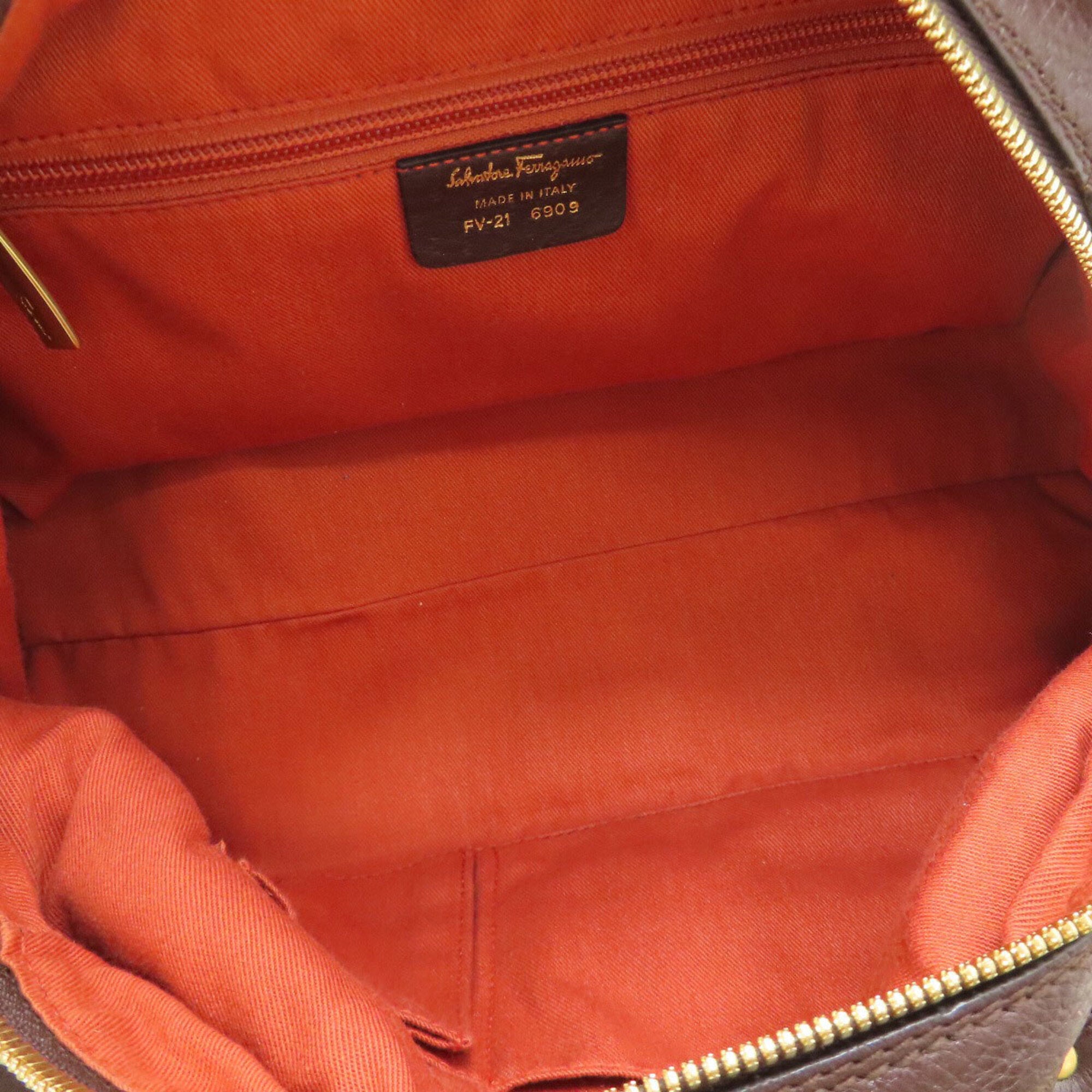Salvatore Ferragamo Dark Brown Leather Handbag (Pre-Owned)