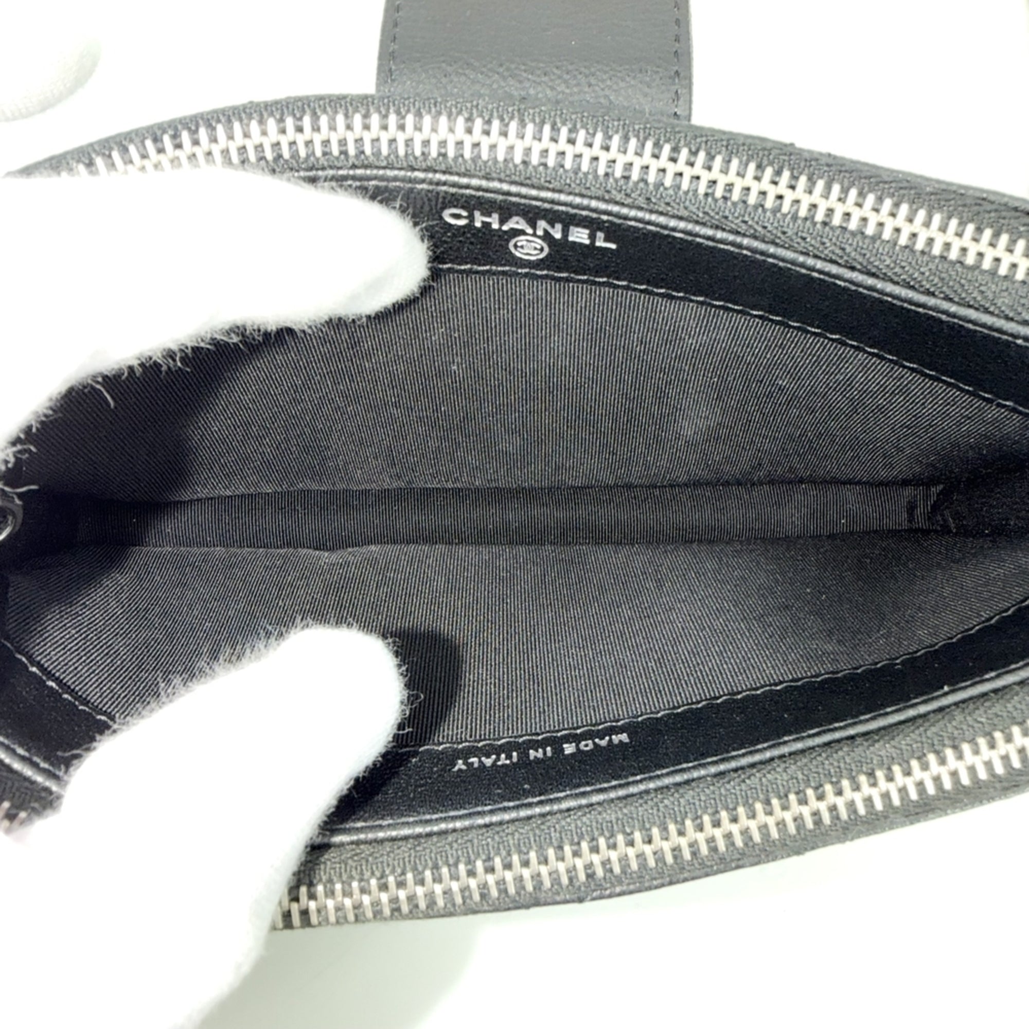 Chanel Matelasse Black Grained Calfskin Chain/Shoulder Wallet (Pre-Owned)
