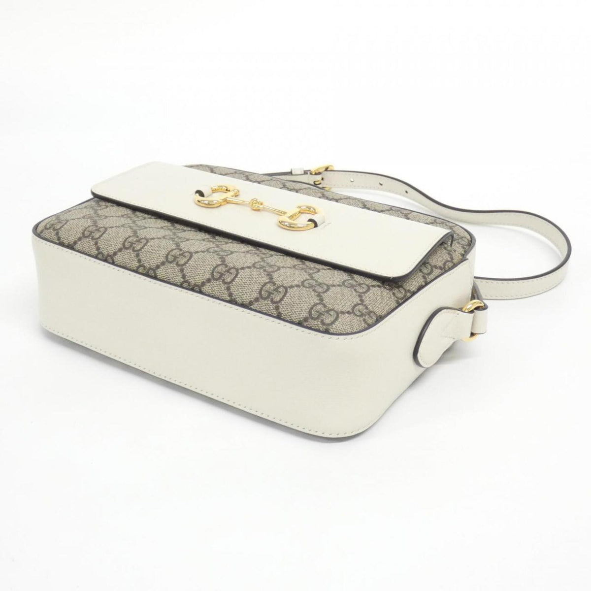 Gucci Beige White Gg Supreme Leather Shoulder Bag (Pre-Owned)