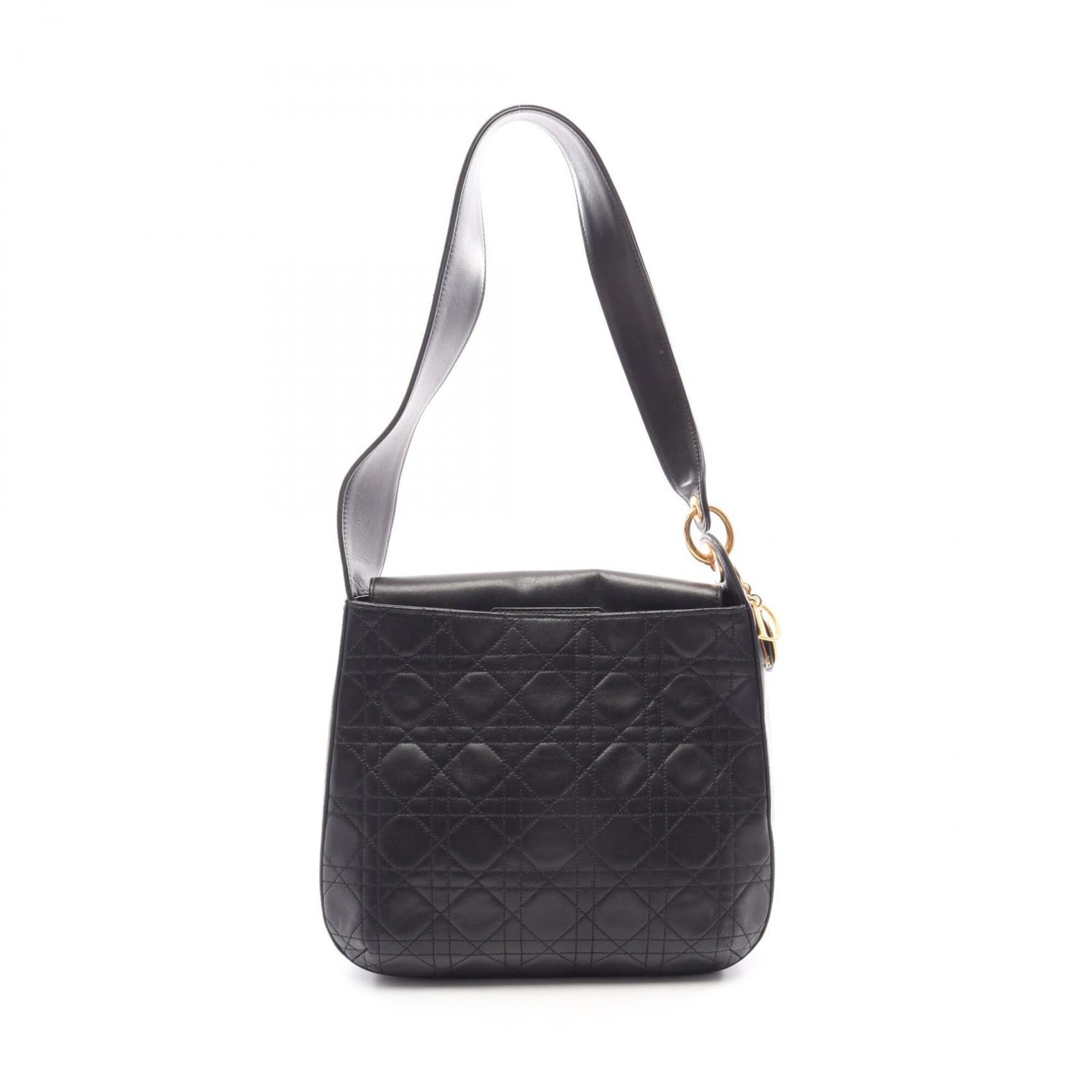 Christian Dior Black Leather Handbag Shoulder Bag (Pre-Owned)