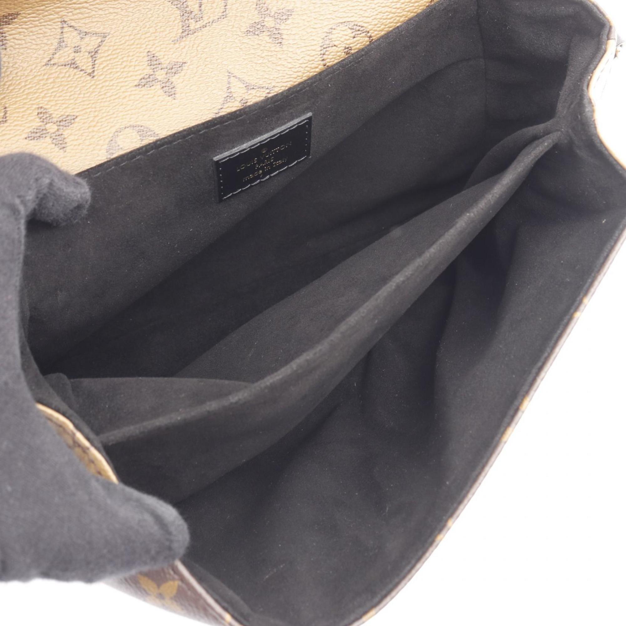 Louis Vuitton Black Brown Coated Canvas Leather Handbag Pochette (Pre-Owned)