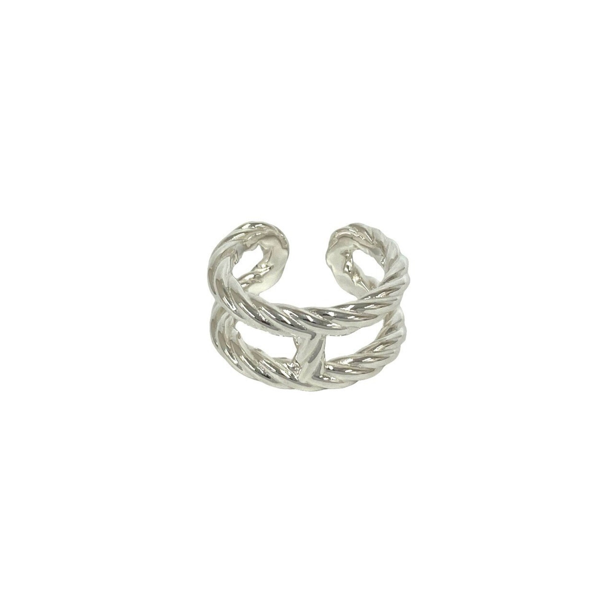 Hermes Silver Silver 925 Band Ring (Pre-Owned)