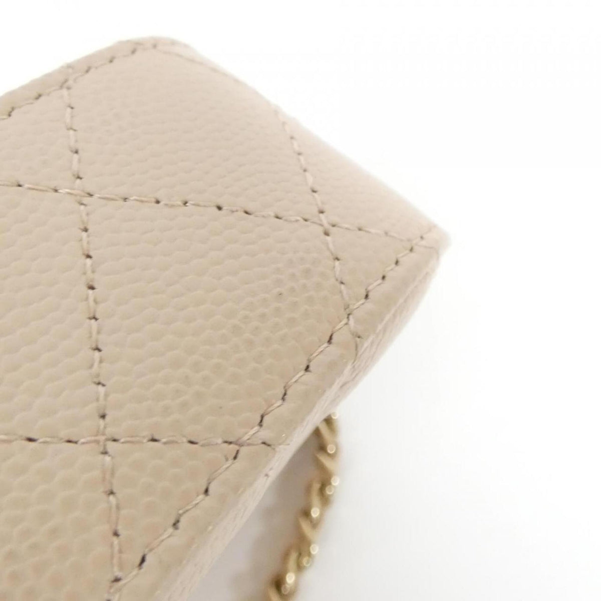Chanel Beige Grained Calfskin Handbag Shoulder Bag (Pre-Owned)