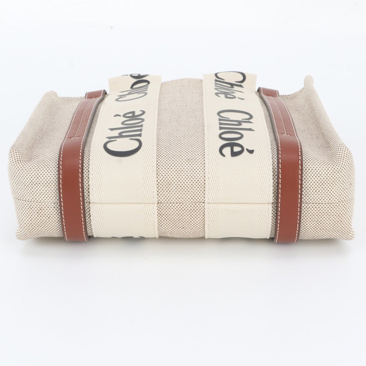 Chloé Beige Leather Canvas Handbag Shoulder Bag Tote Bag (Pre-Owned)