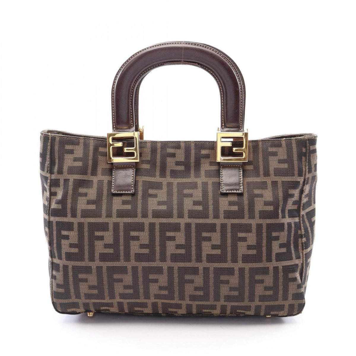 Fendi Brown Canvas Leather Handbag Tote Bag (Pre-Owned)